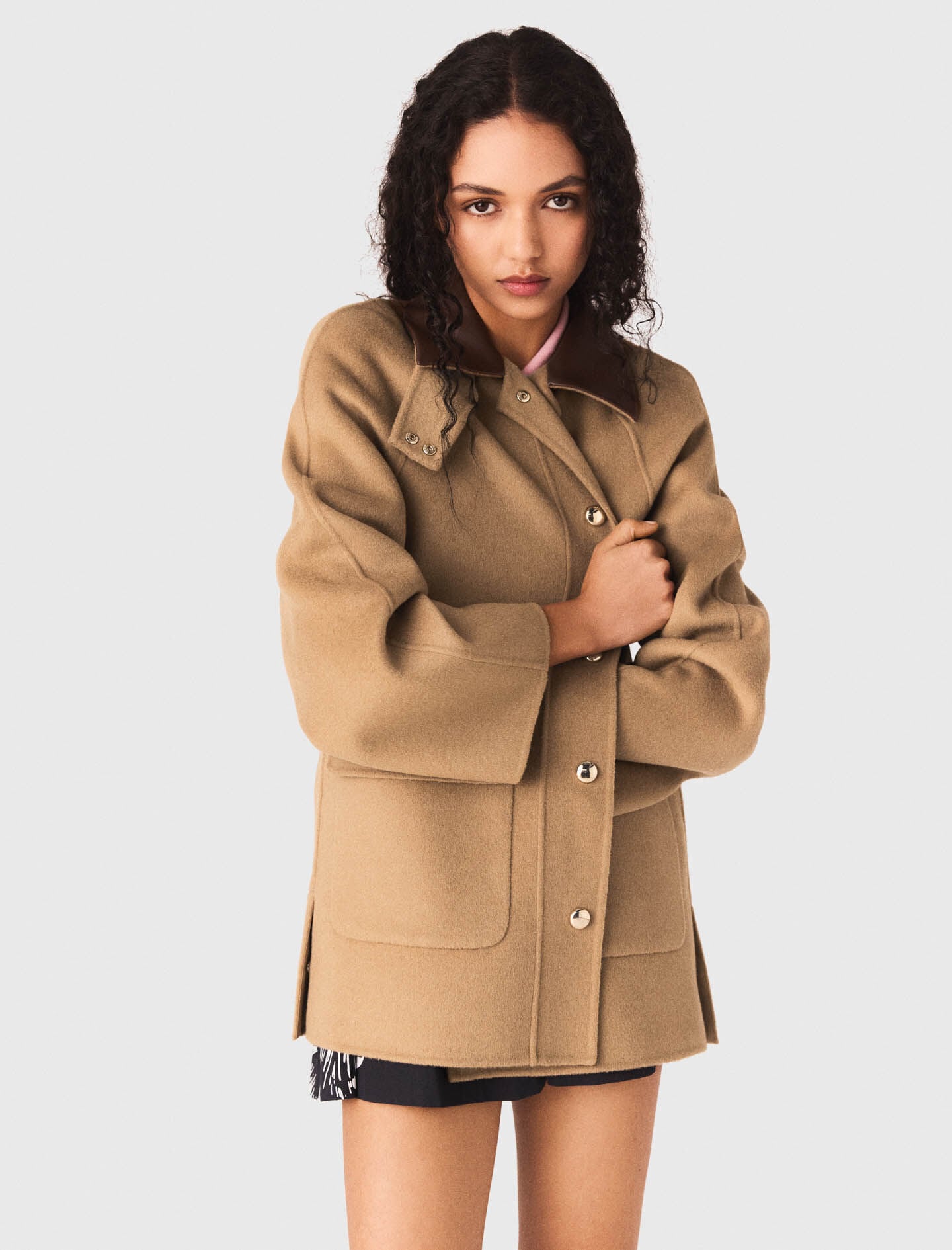 Maje Wool coat with removable hood