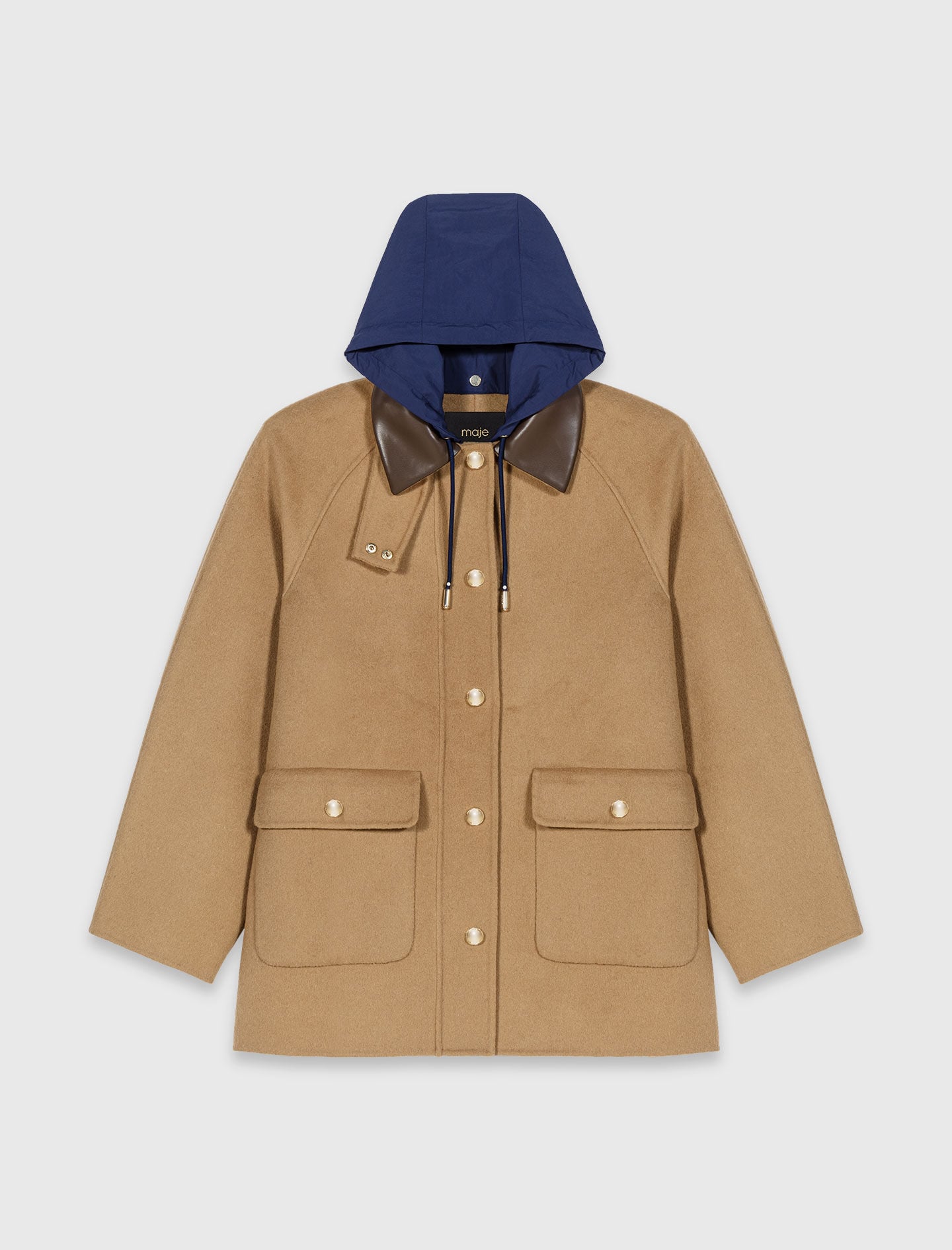 Maje Wool coat with removable hood