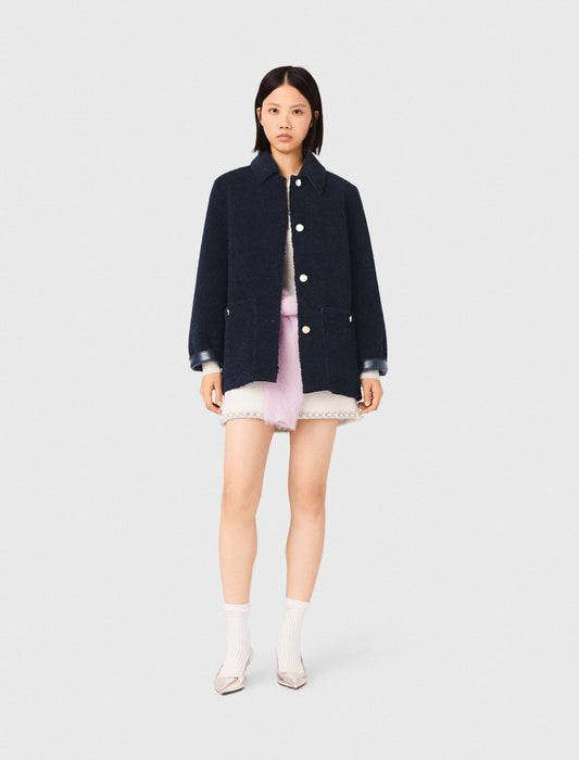 Maje Leather & faux shearling jacket