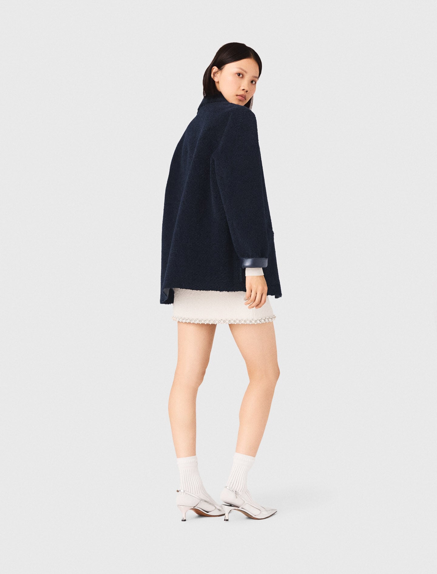Maje Leather & faux shearling jacket