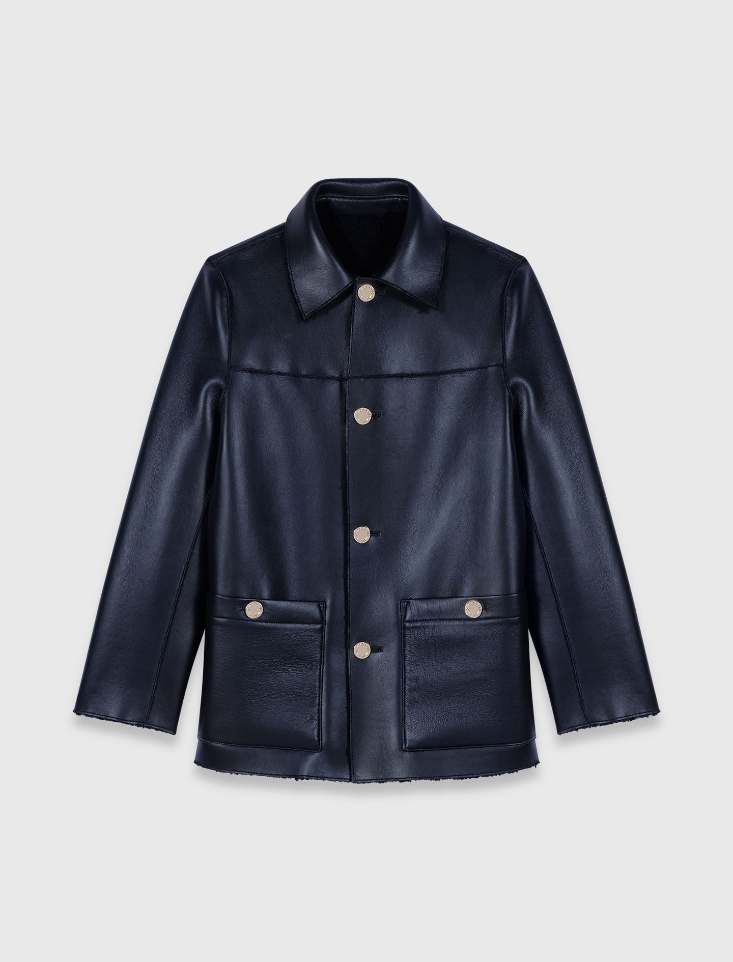 Maje Leather & faux shearling jacket