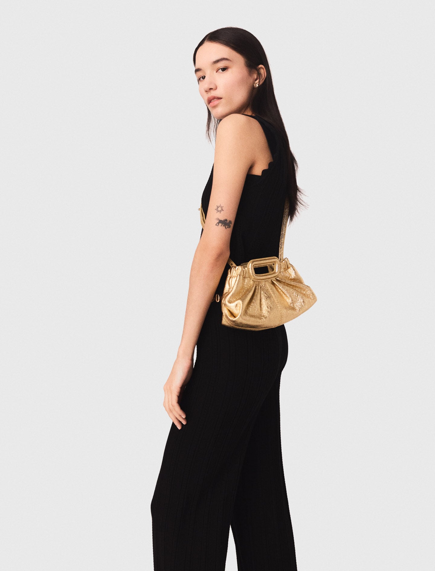 Maje Metallic leather Milpli mini Clutch
