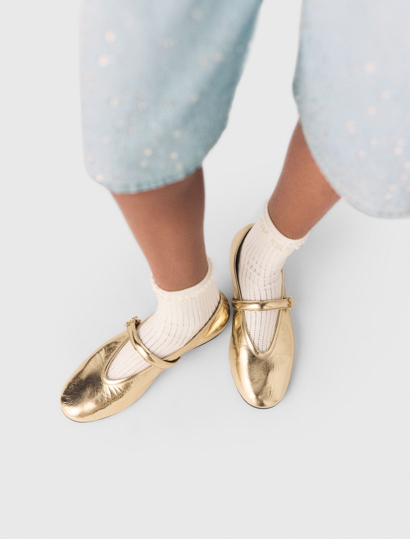 Maje Metallic leather ballet flats