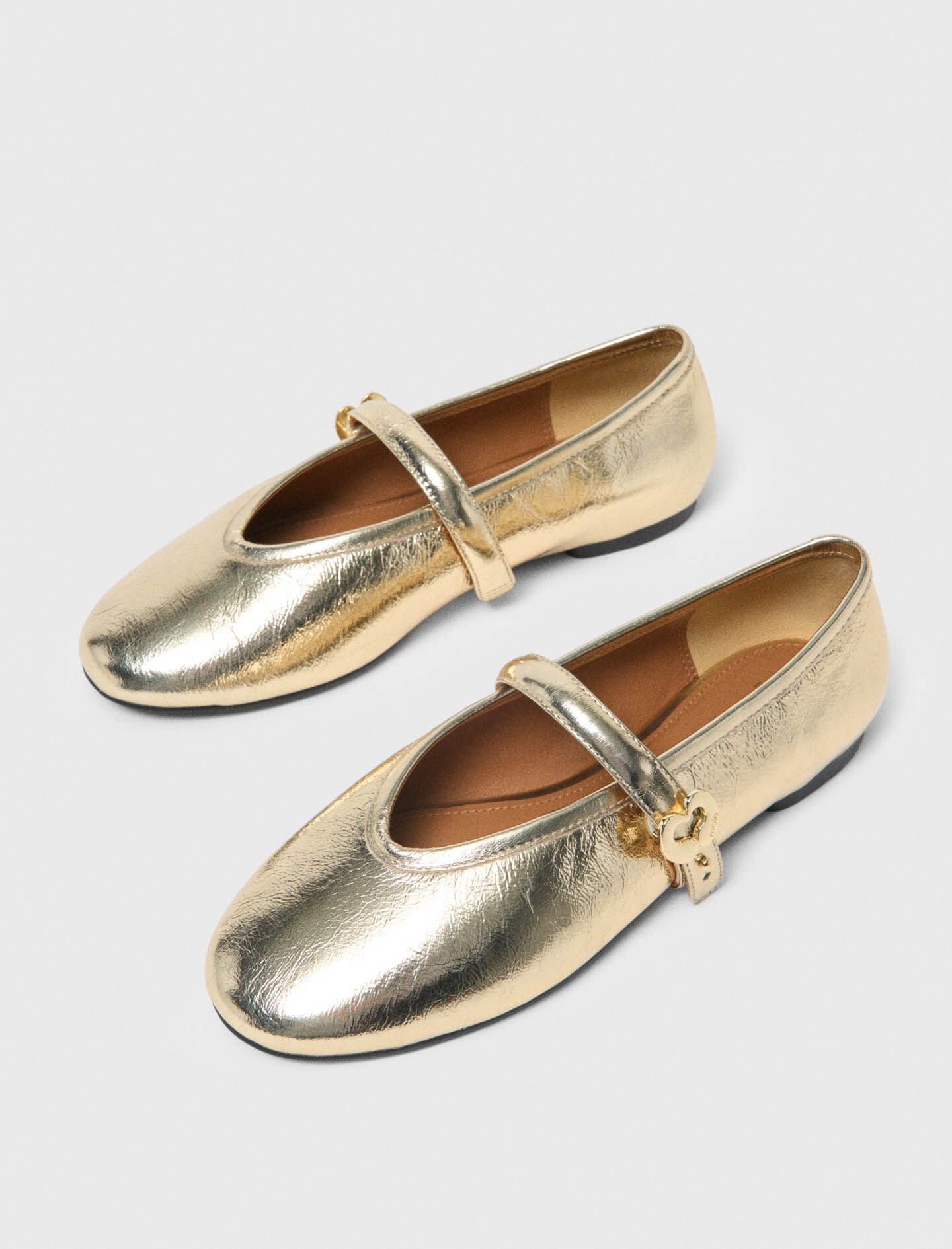 Maje Metallic leather ballet flats