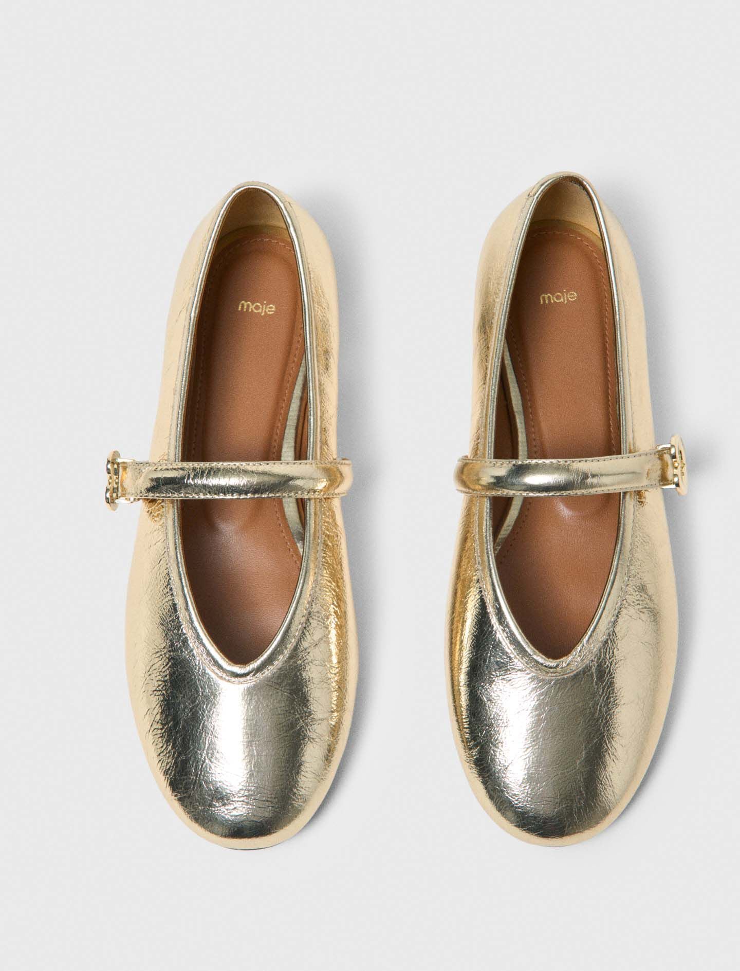 Maje Metallic leather ballet flats