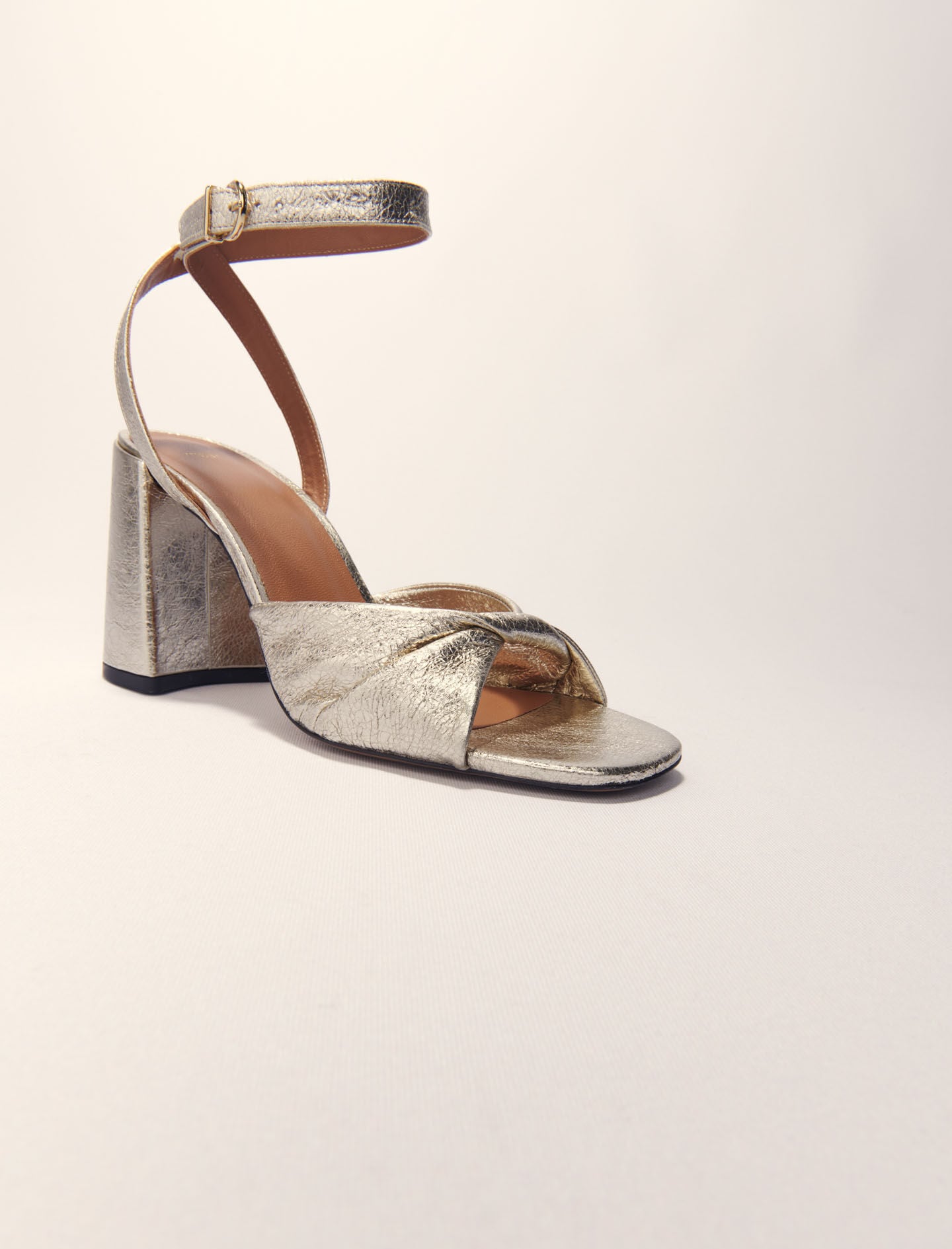 Maje Metallic leather sandals with heels