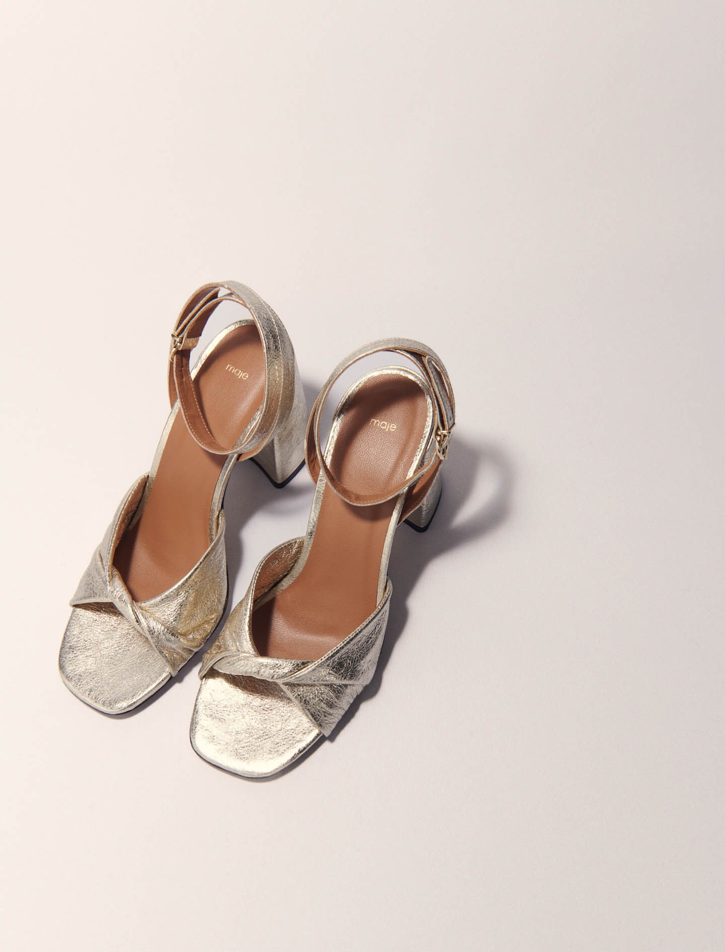 Maje Metallic leather sandals with heels