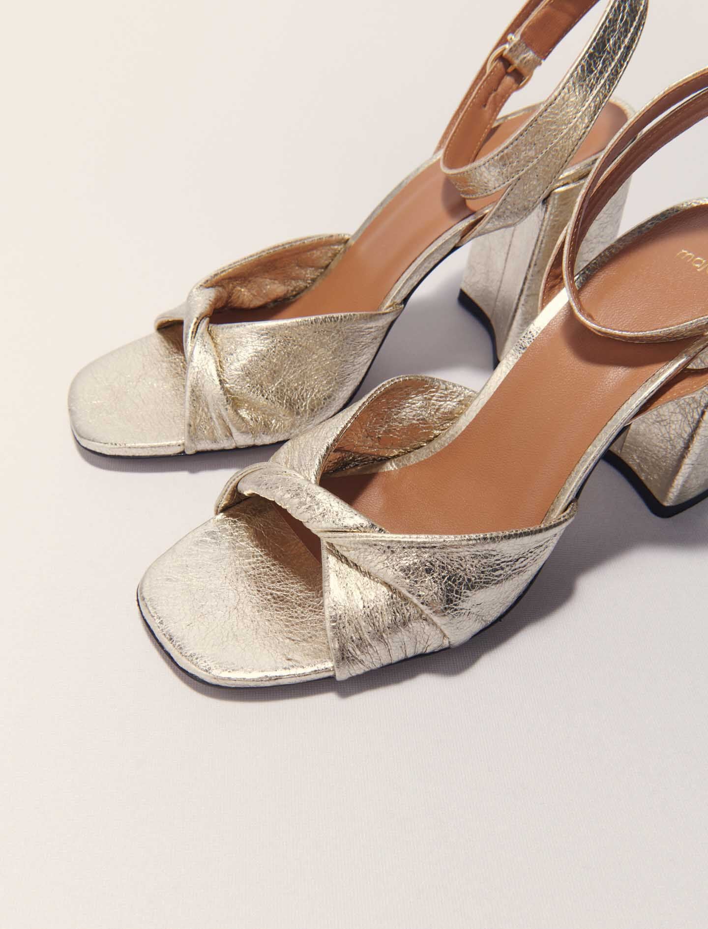 Maje Metallic leather sandals with heels