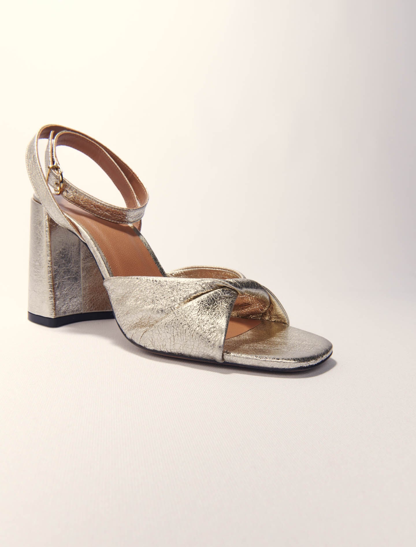 Maje Metallic leather sandals with heels