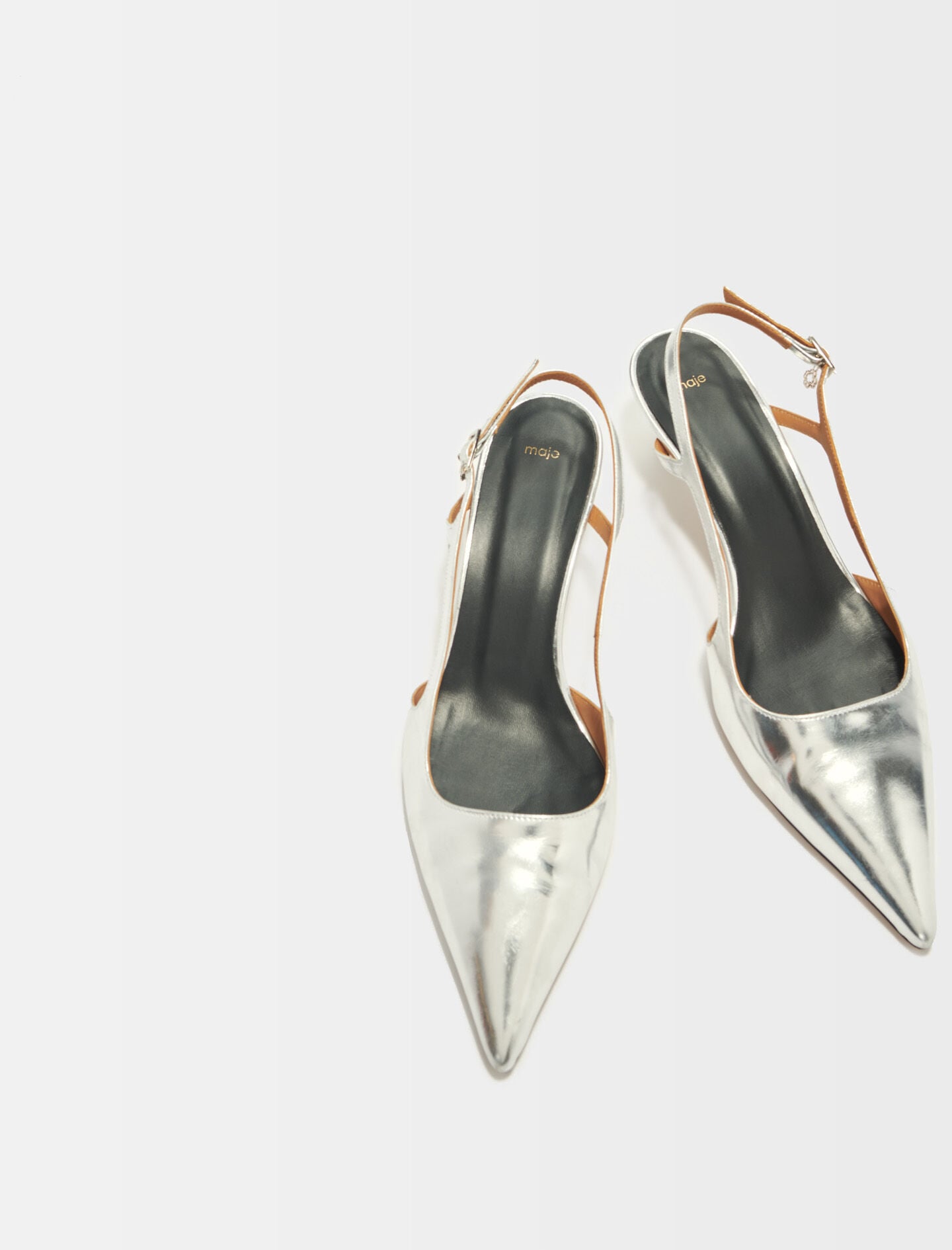 Maje Silver leather strappy heels