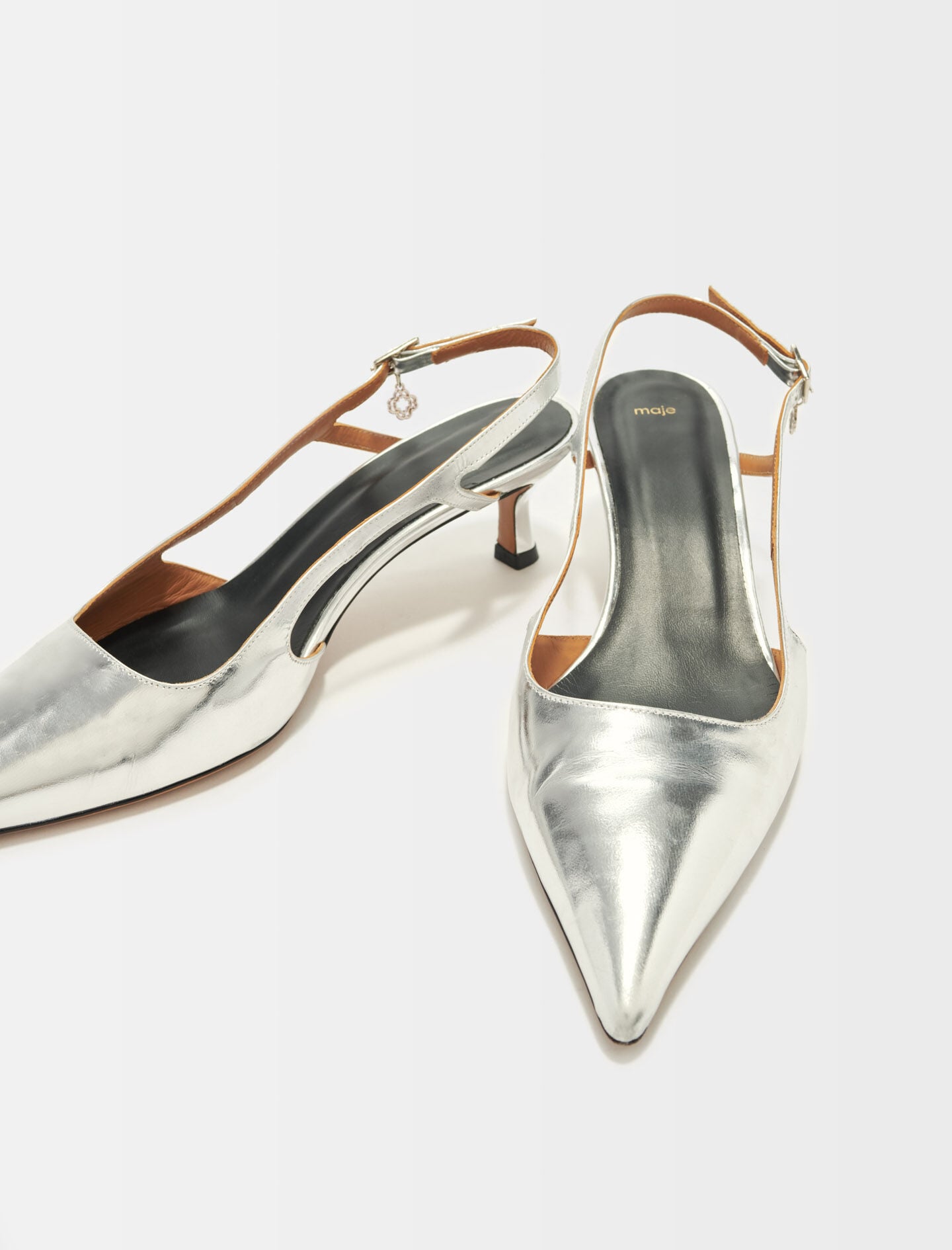 Maje Silver leather strappy heels