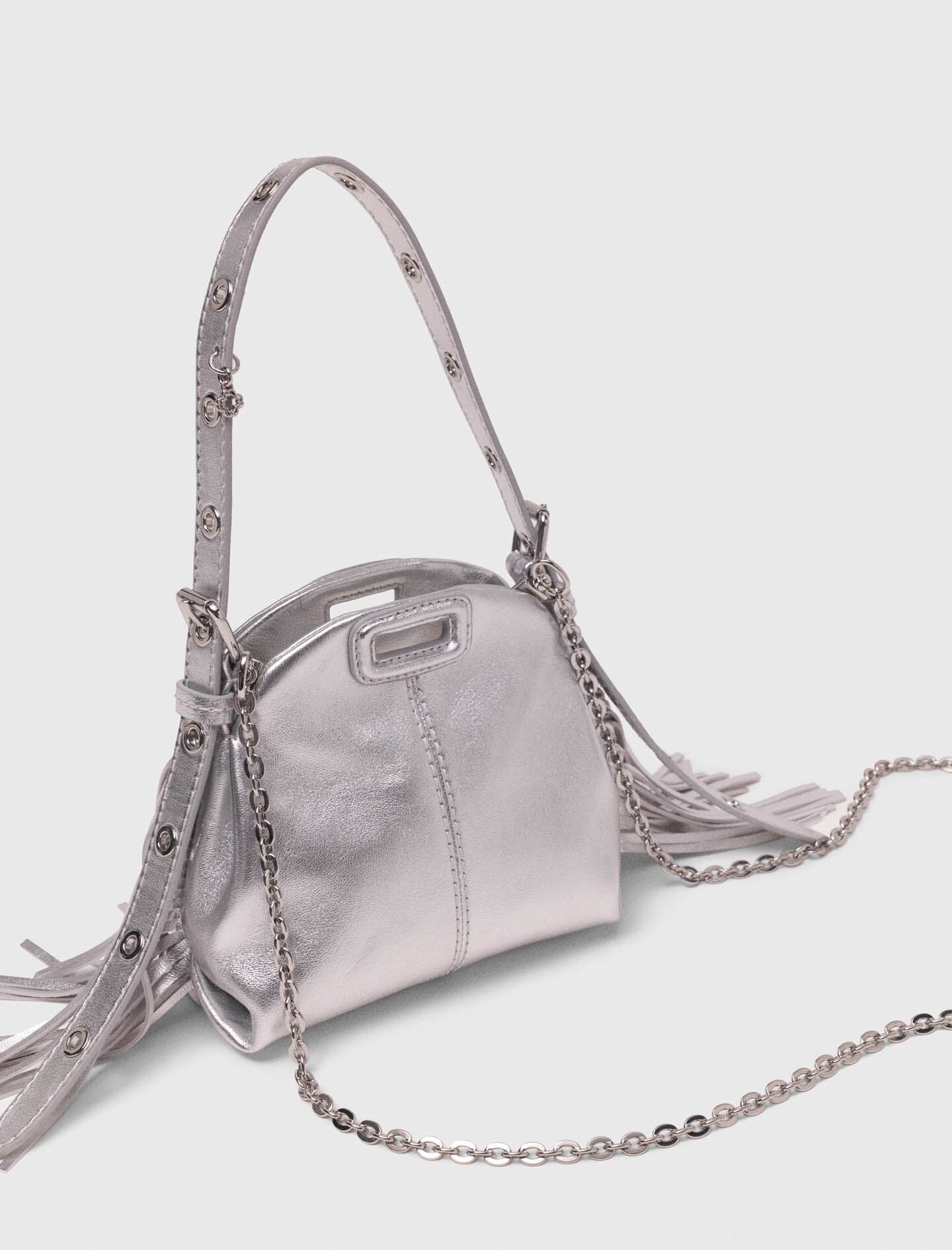 Maje Metallic leather Miss M micro bag