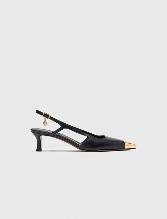 Maje Smooth leather slingback pumps