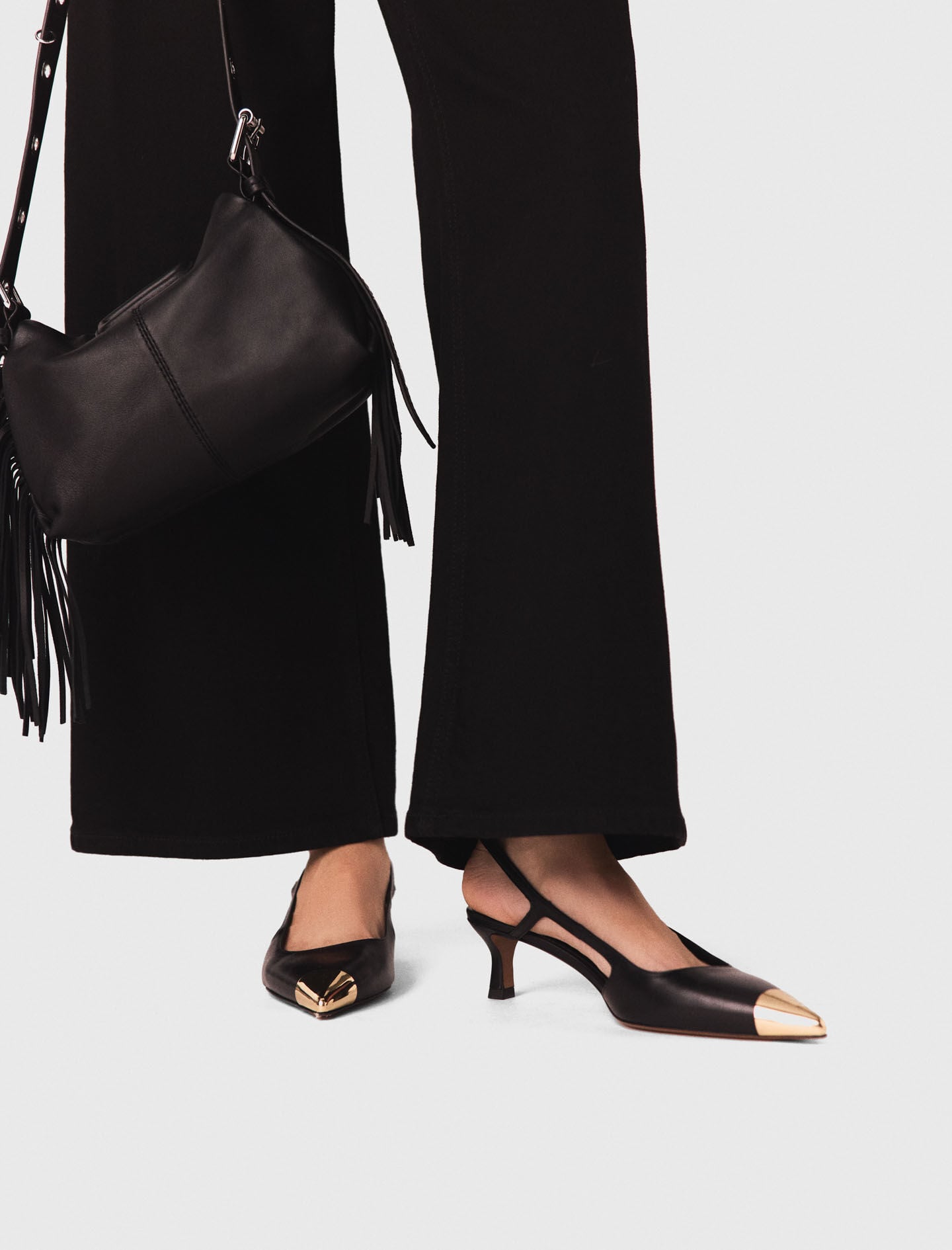Maje Smooth leather slingback pumps