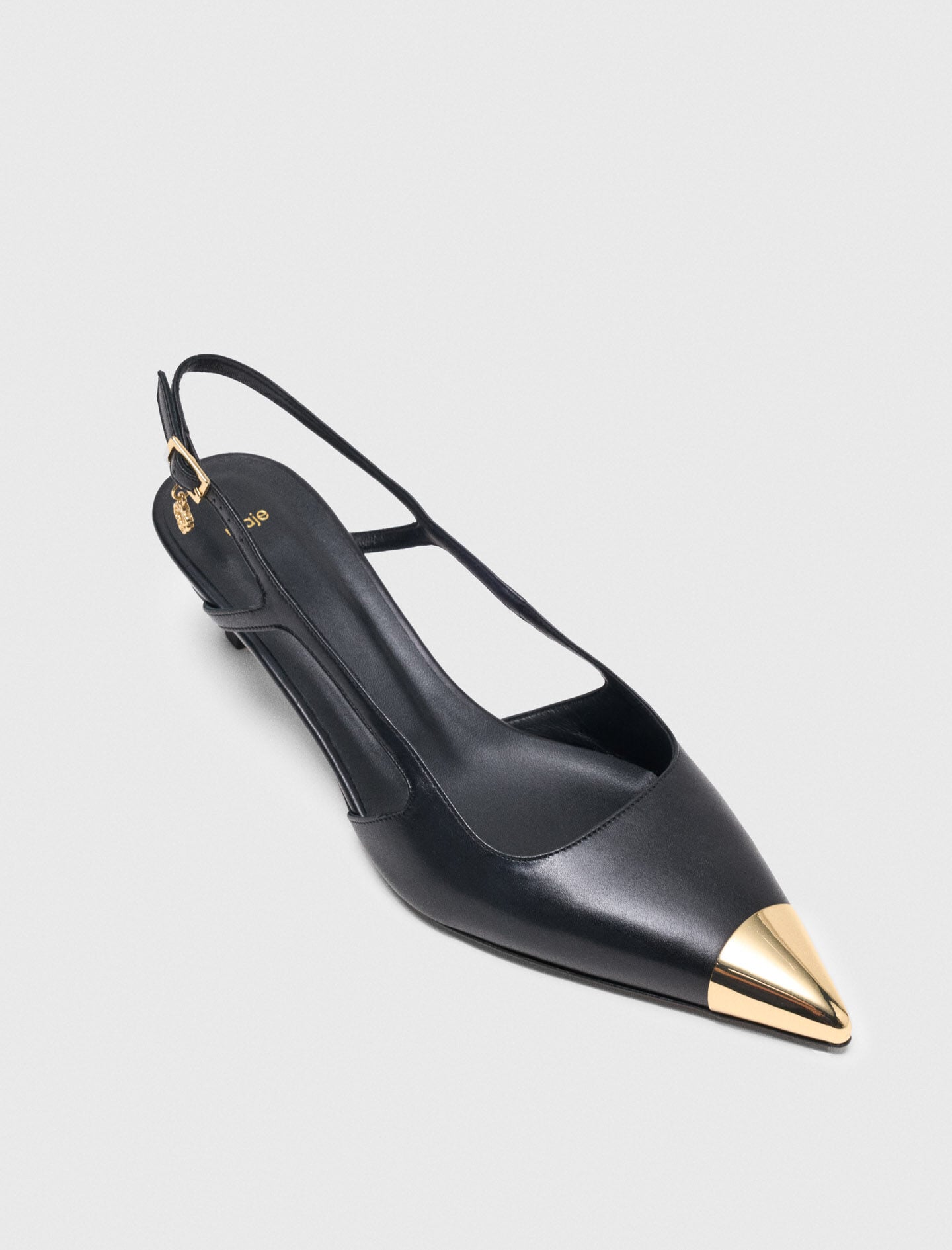 Maje Smooth leather slingback pumps