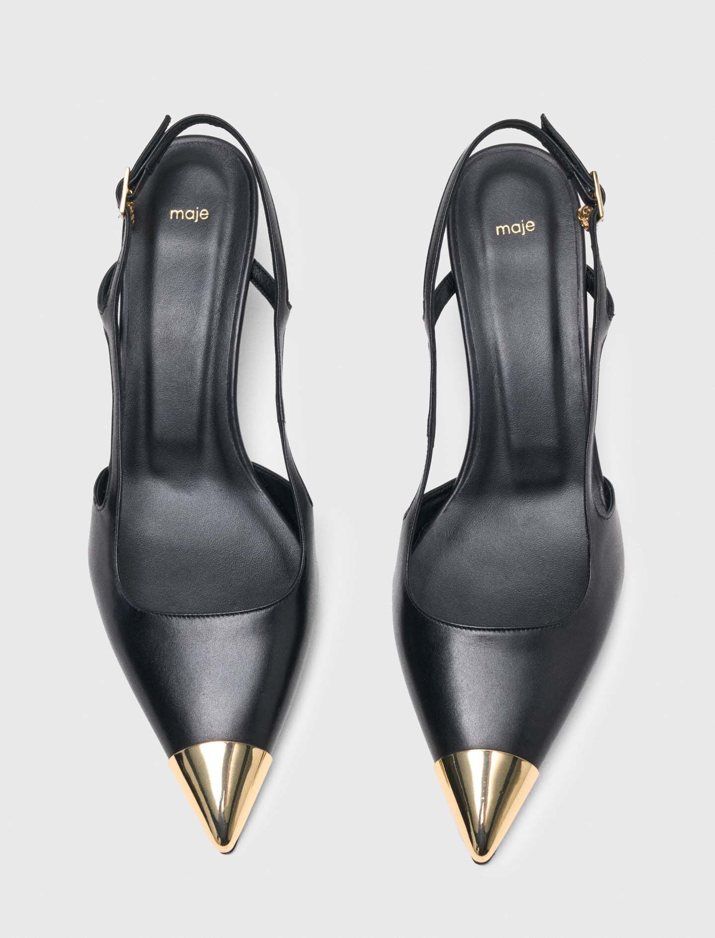 Maje Smooth leather slingback pumps