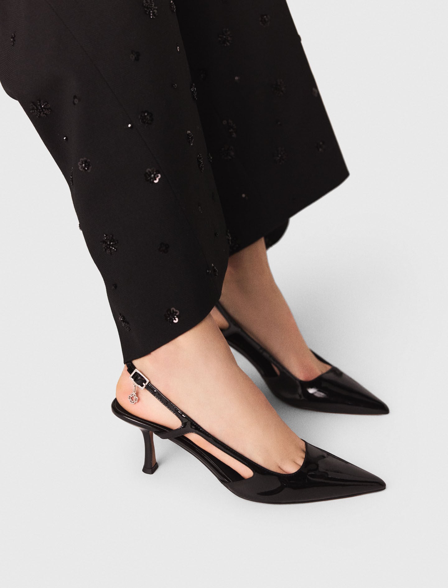 Maje Patent leather slingback pumps
