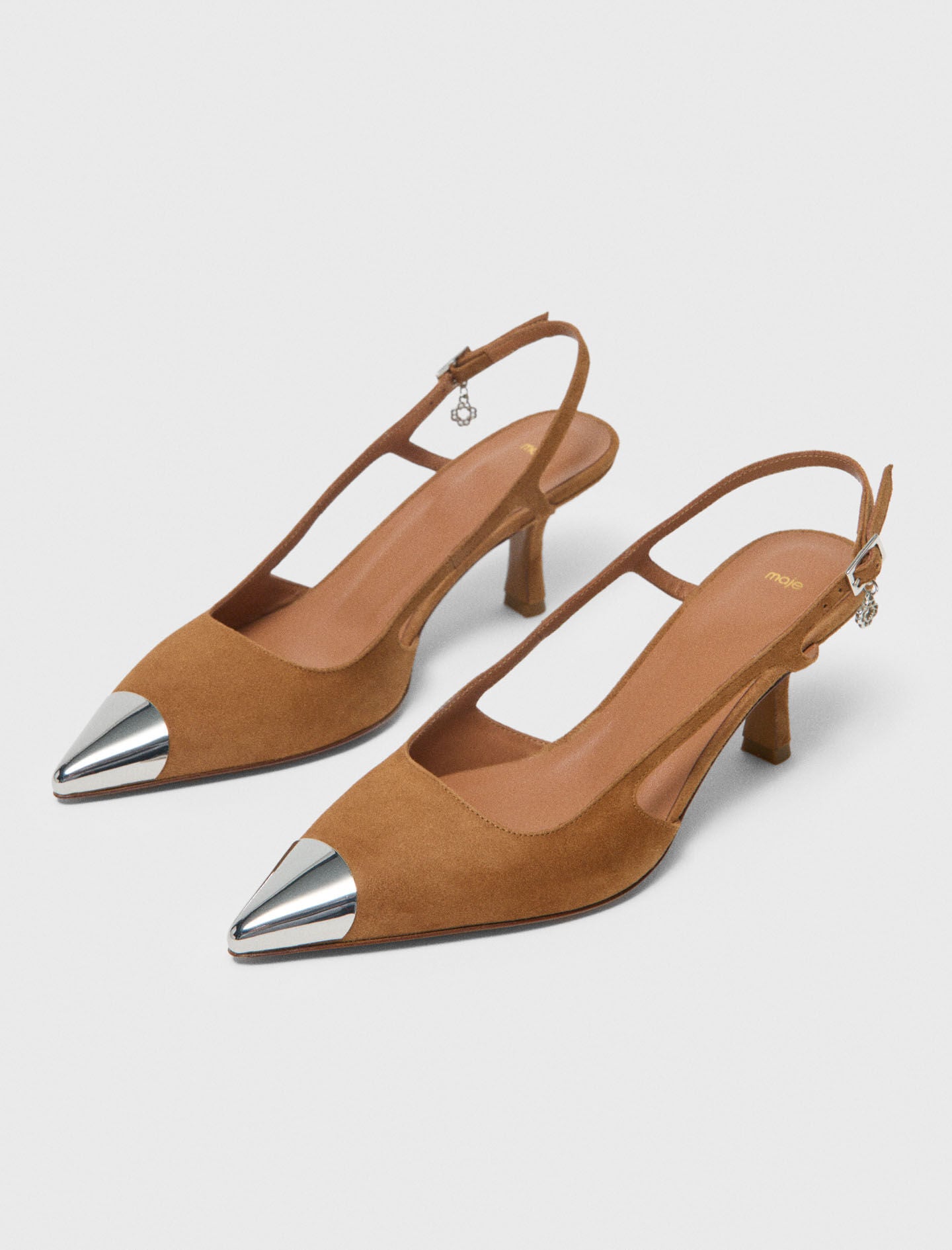Maje Metallic-toe suede pumps