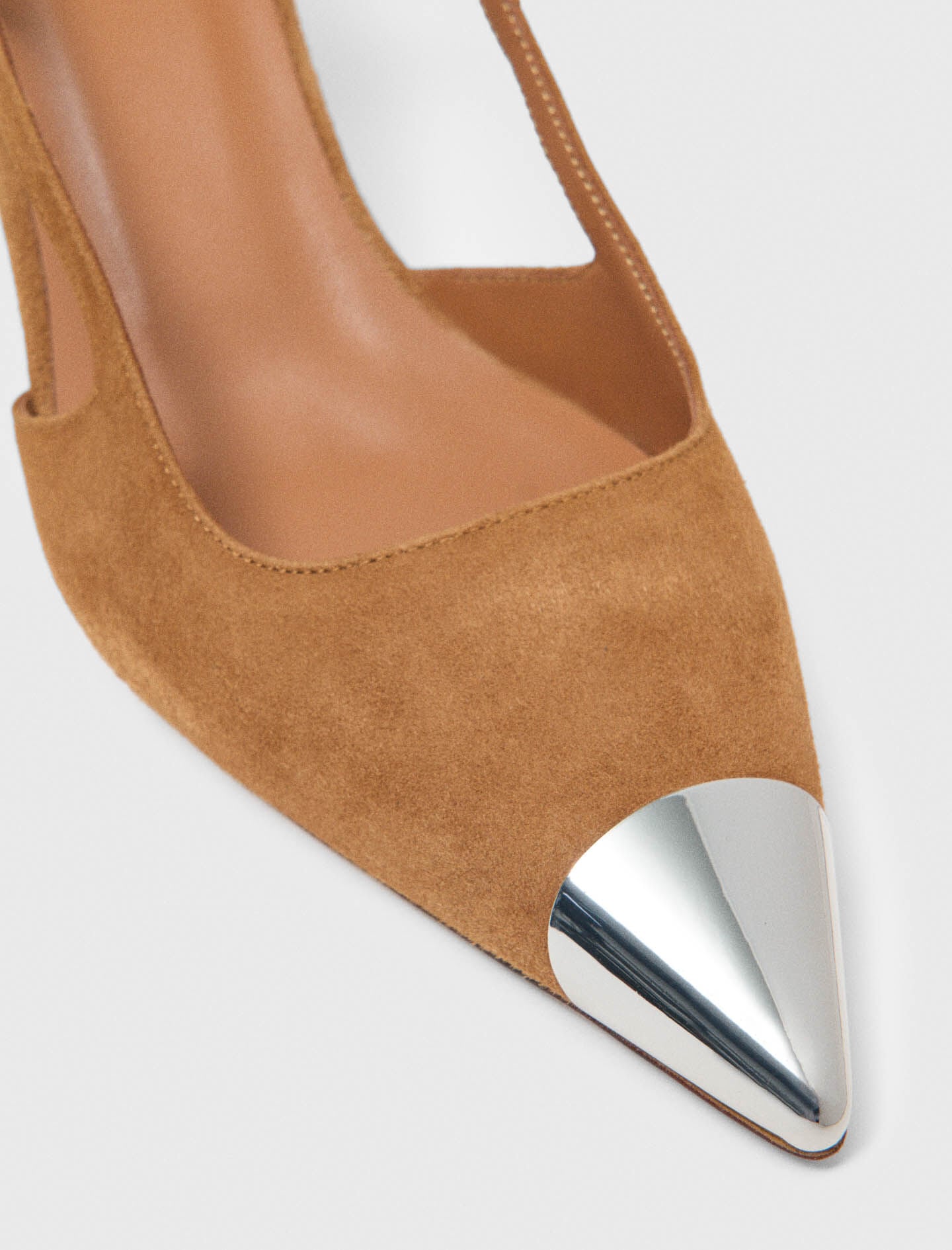 Maje Metallic-toe suede pumps