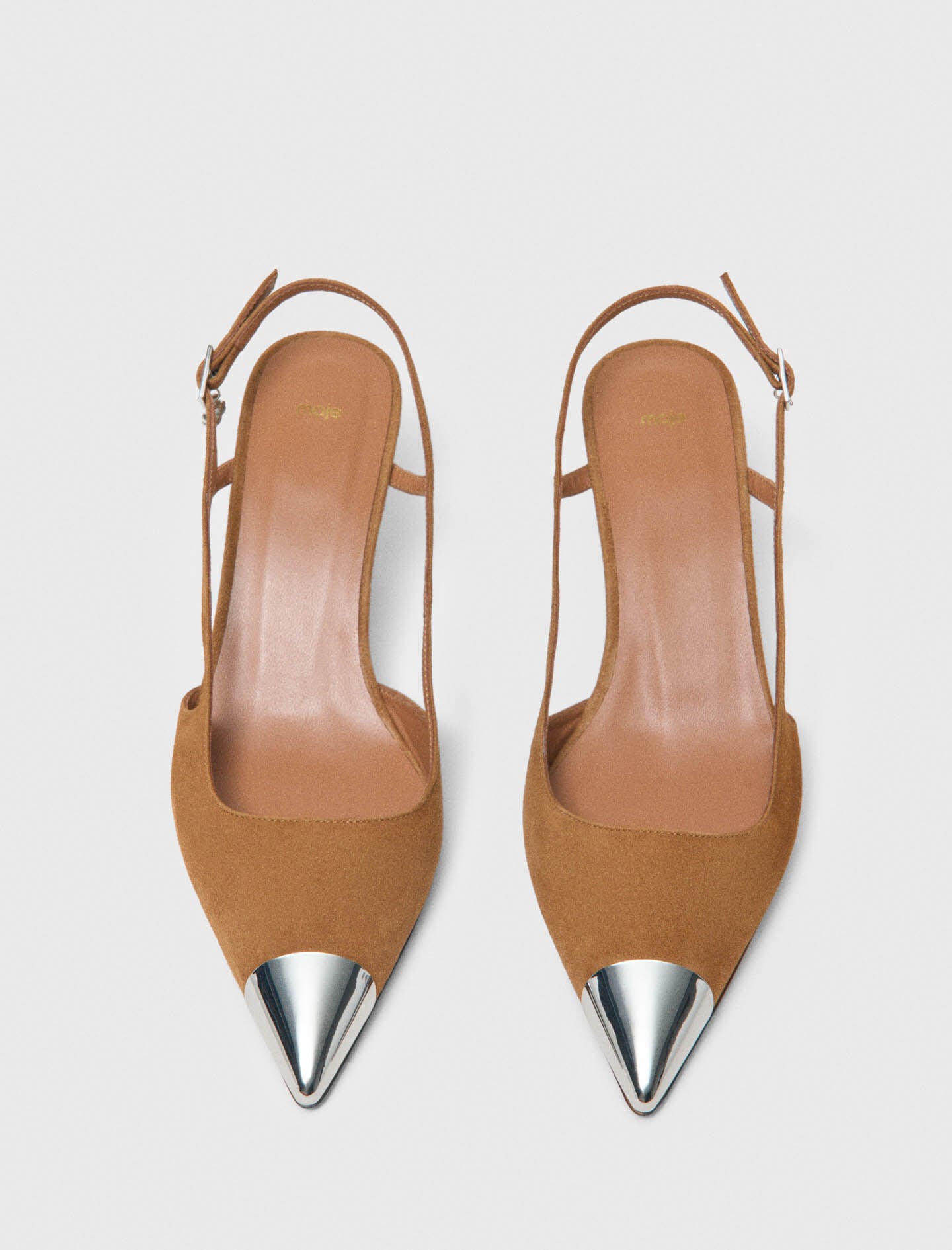 Maje Metallic-toe suede pumps