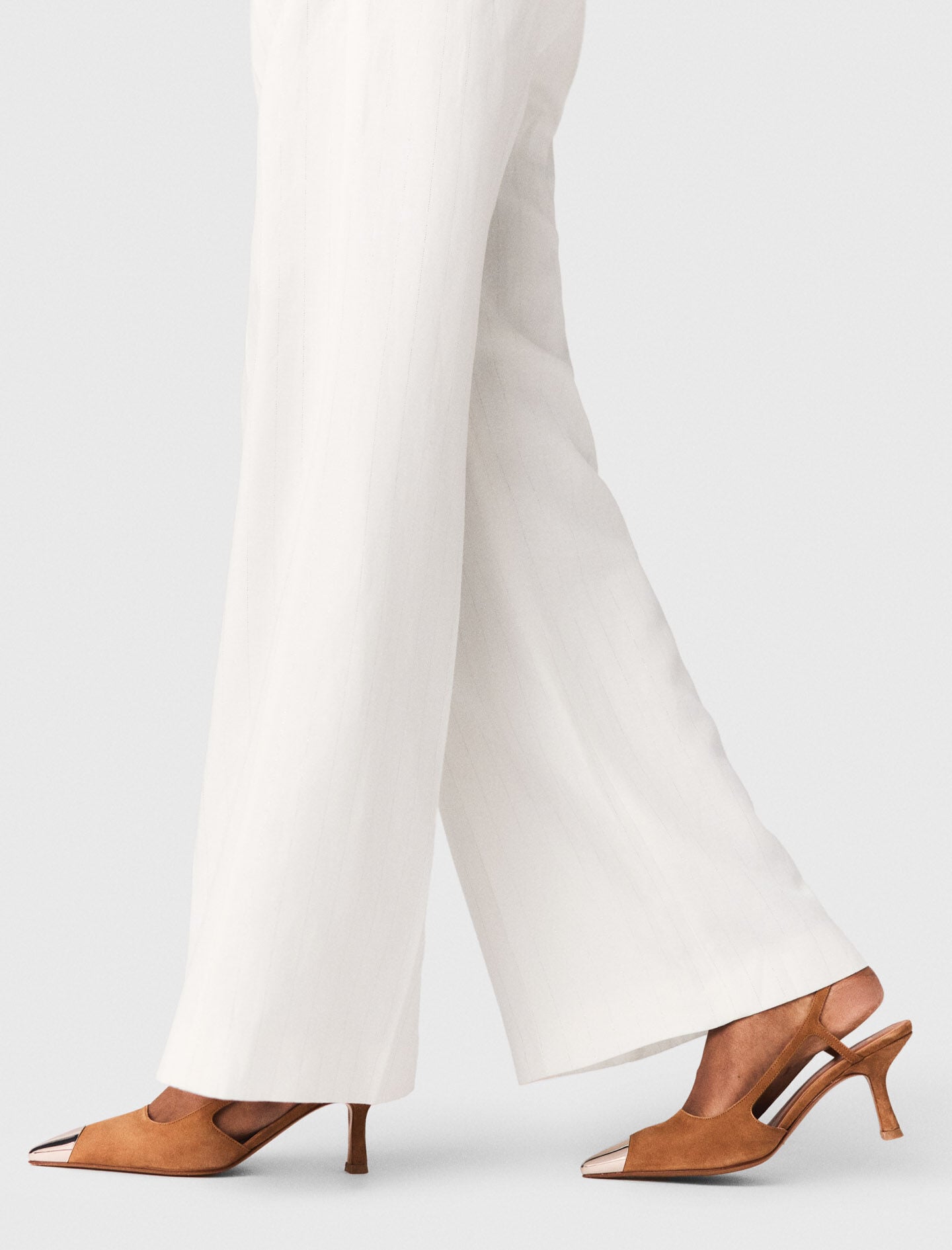 Maje Metallic-toe suede pumps