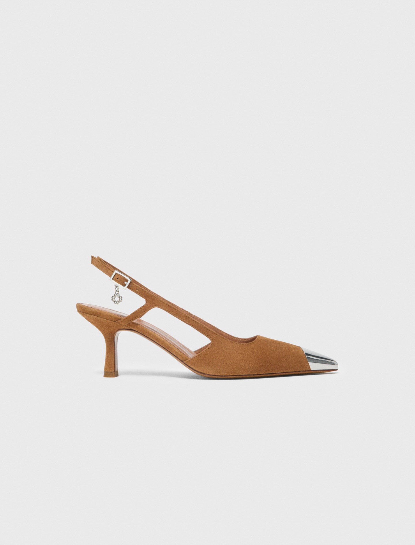Maje Metallic-toe suede pumps