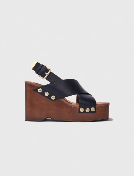 Maje Leather platform sandals