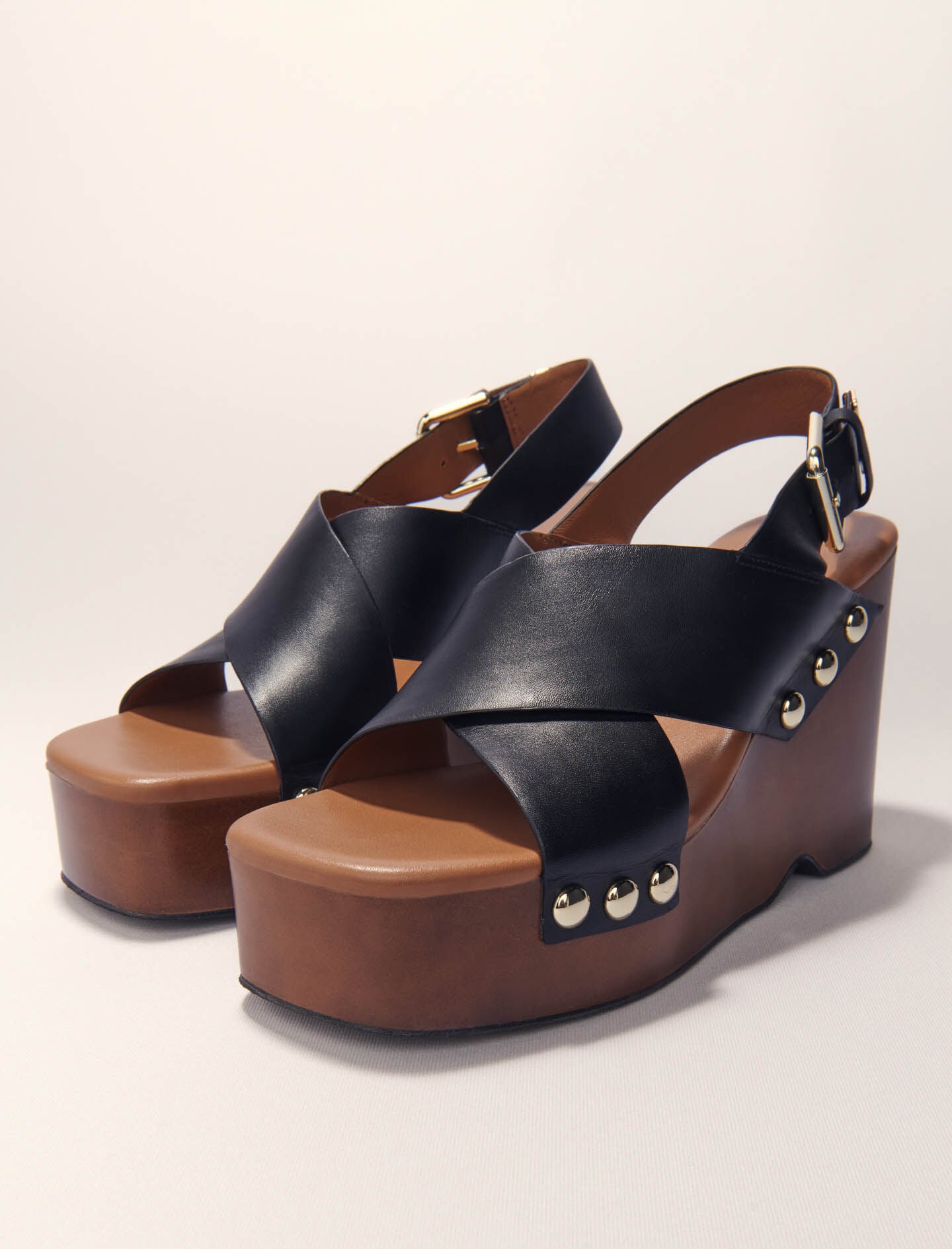 Maje Leather platform sandals