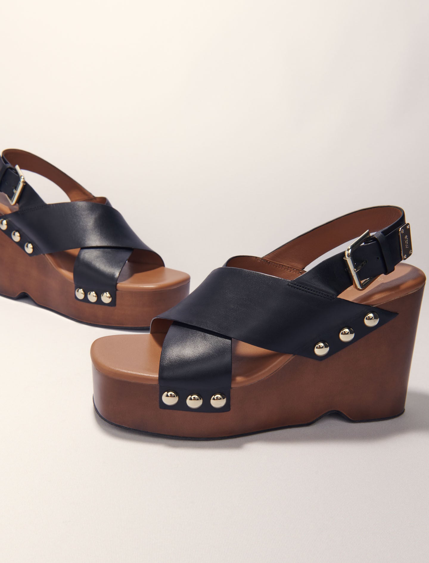 Maje Leather platform sandals