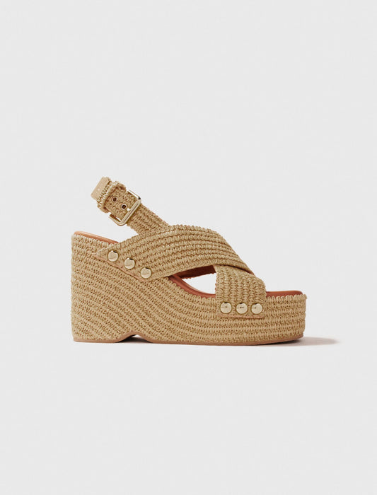 Maje Wedge sandals with raffia effect