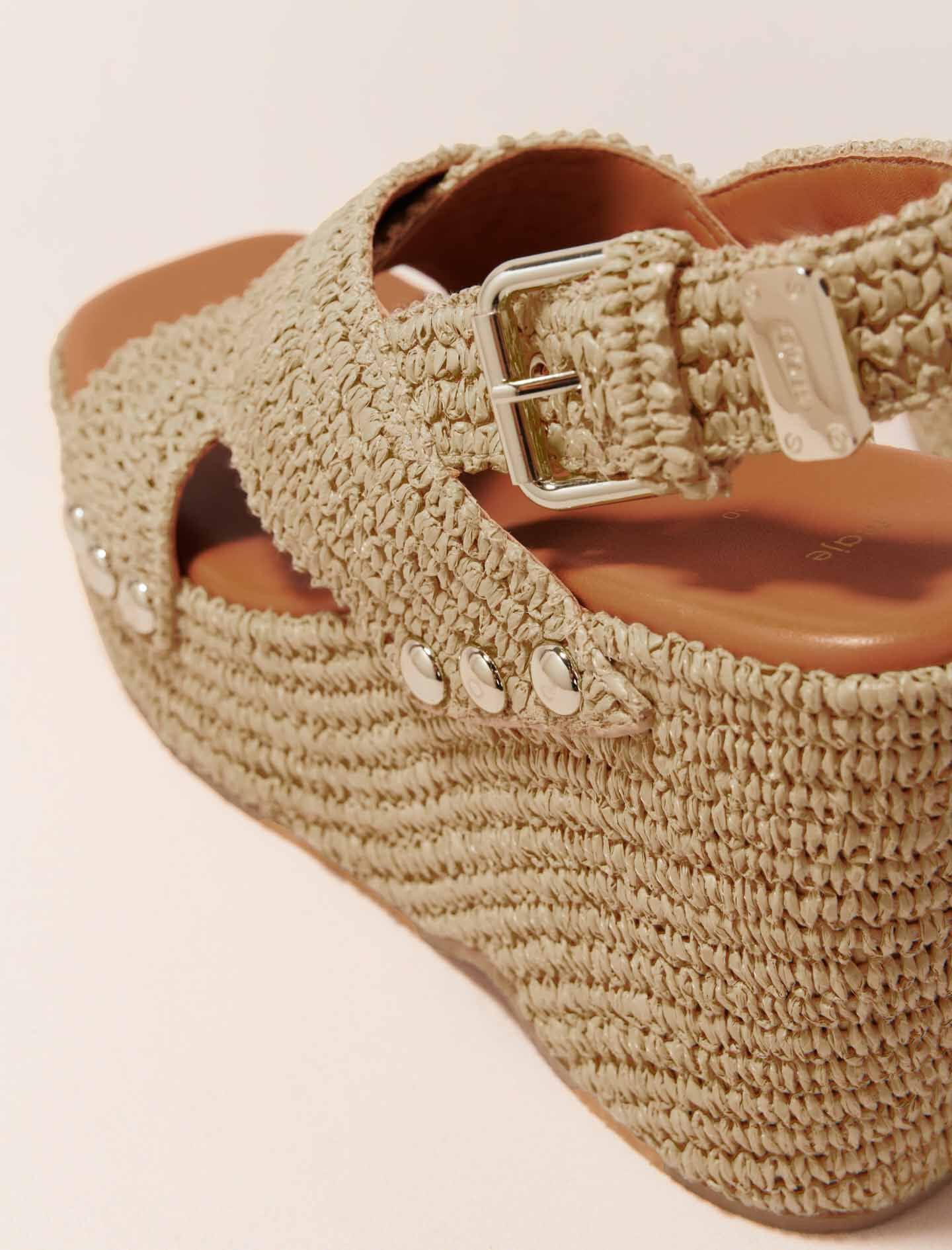 Maje Wedge sandals with raffia effect