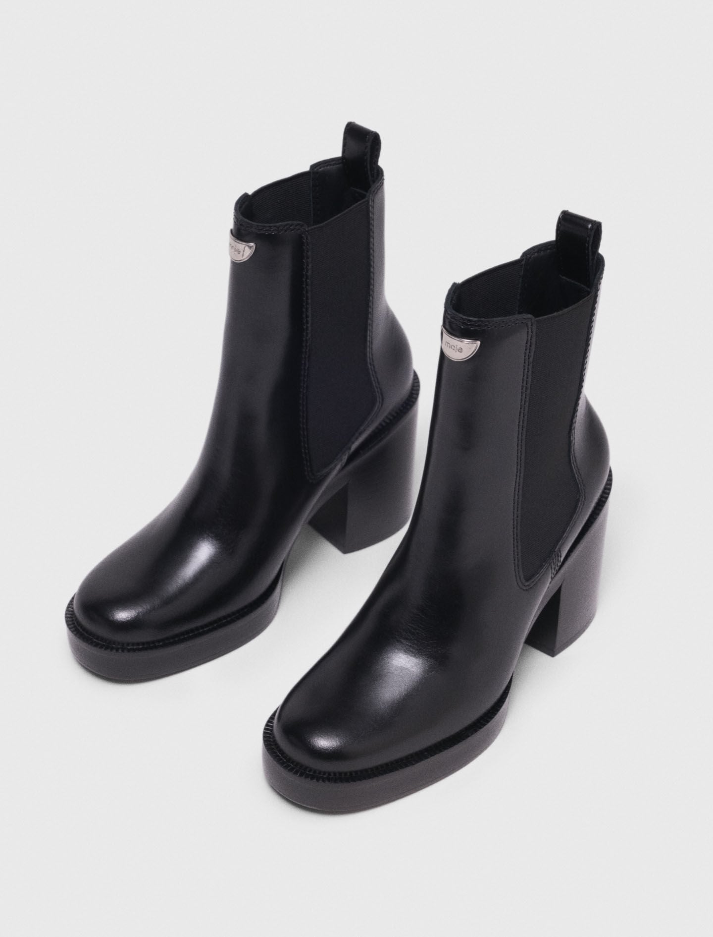 Maje Heeled leather chelsea boot