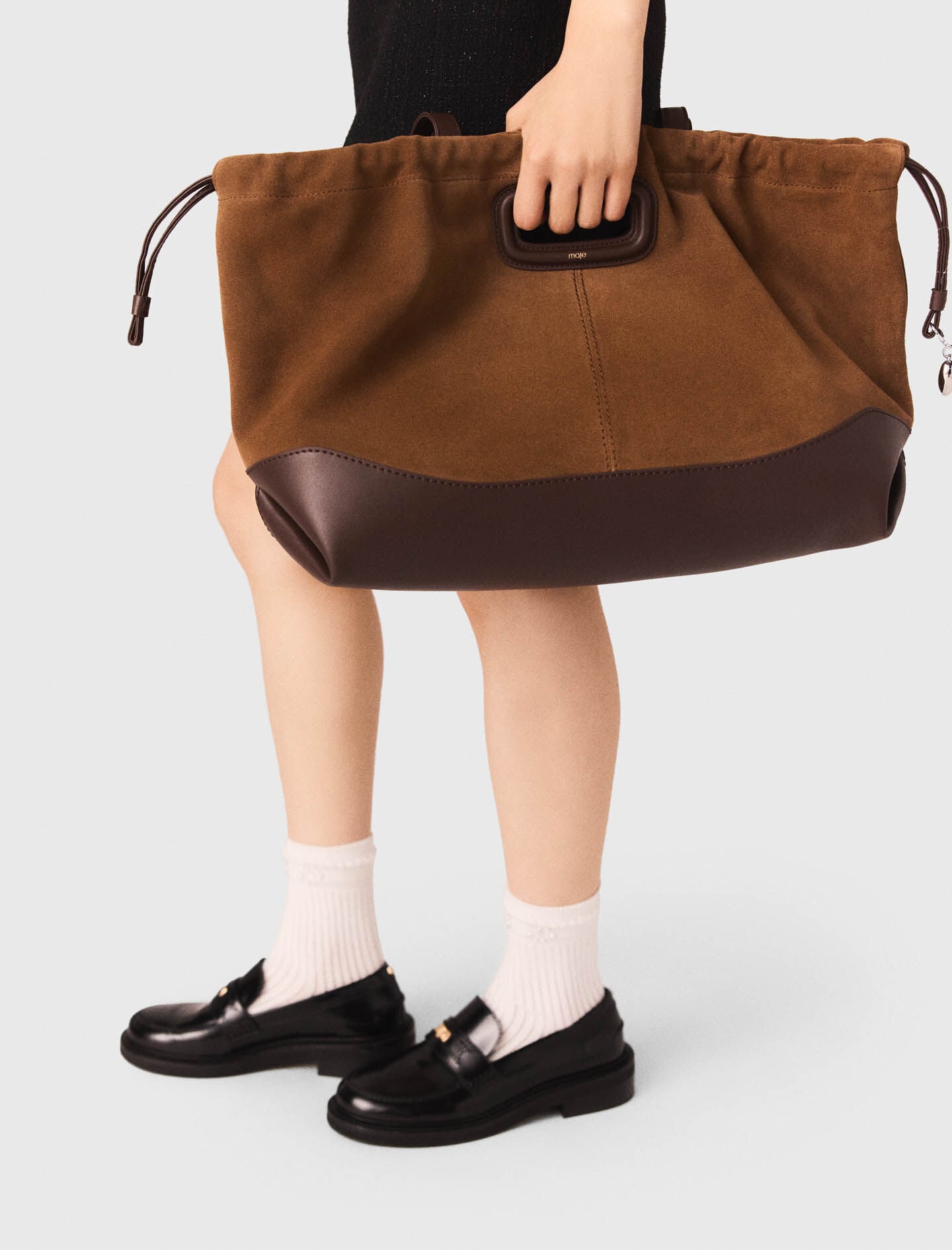 Maje Leather and suede Milpli tote bag