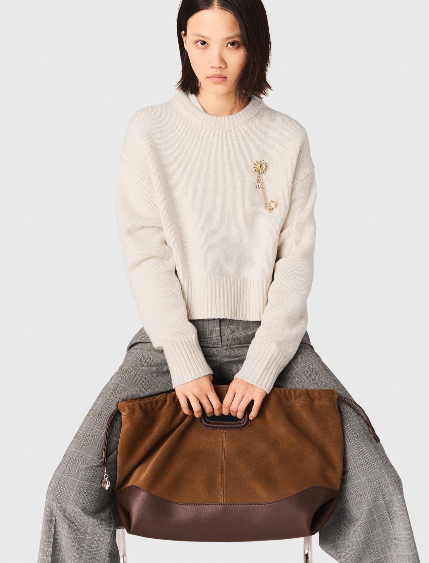 Maje Leather and suede Milpli tote bag