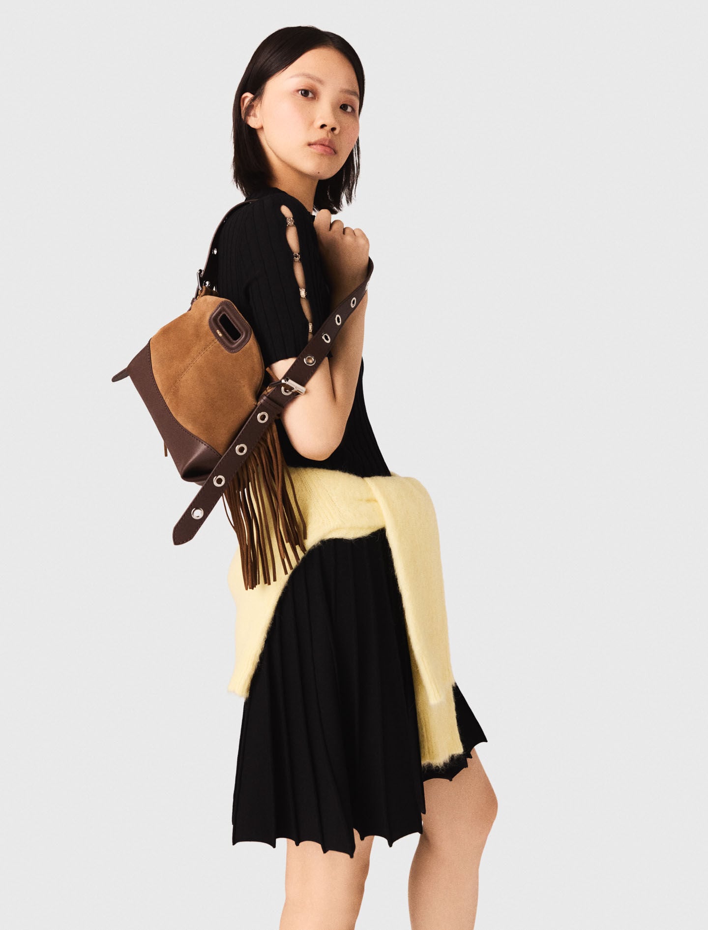 Maje Leather and suede Miss M Mini bag