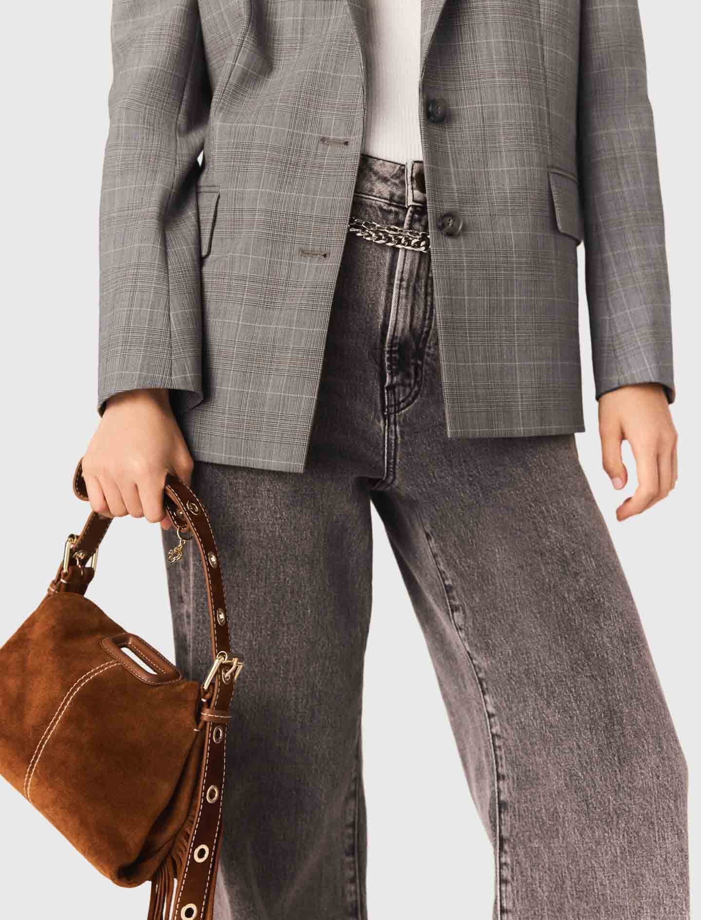 Maje Topstitched suede Miss M Mini bag