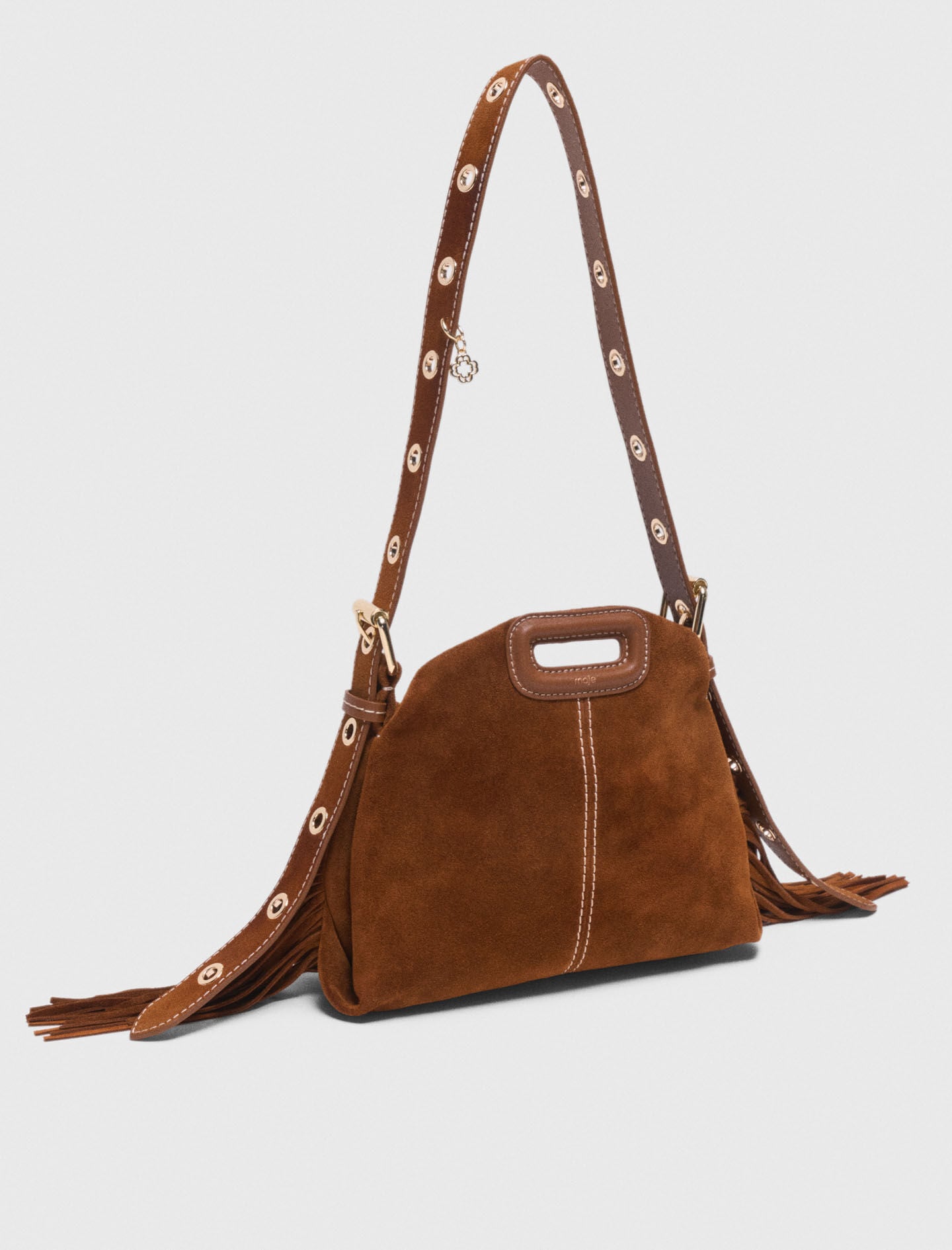 Maje Topstitched suede Miss M Mini bag
