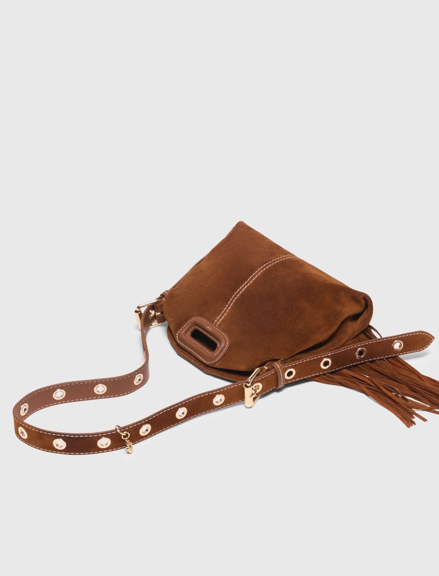 Maje Topstitched suede Miss M Mini bag