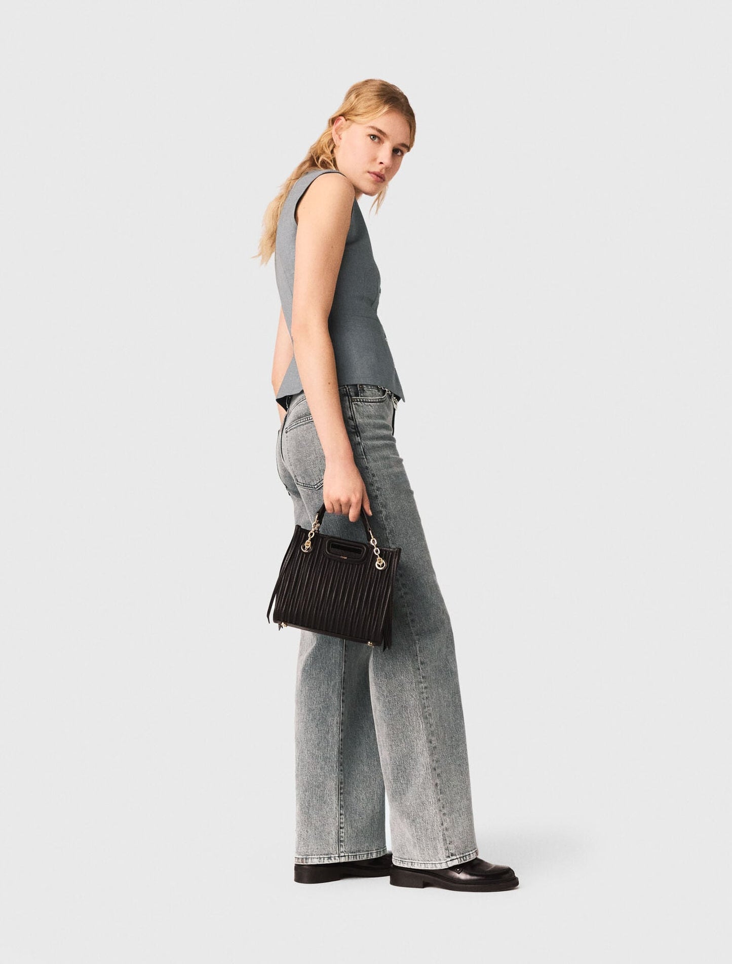 Maje Mini quilted leather tote bag
