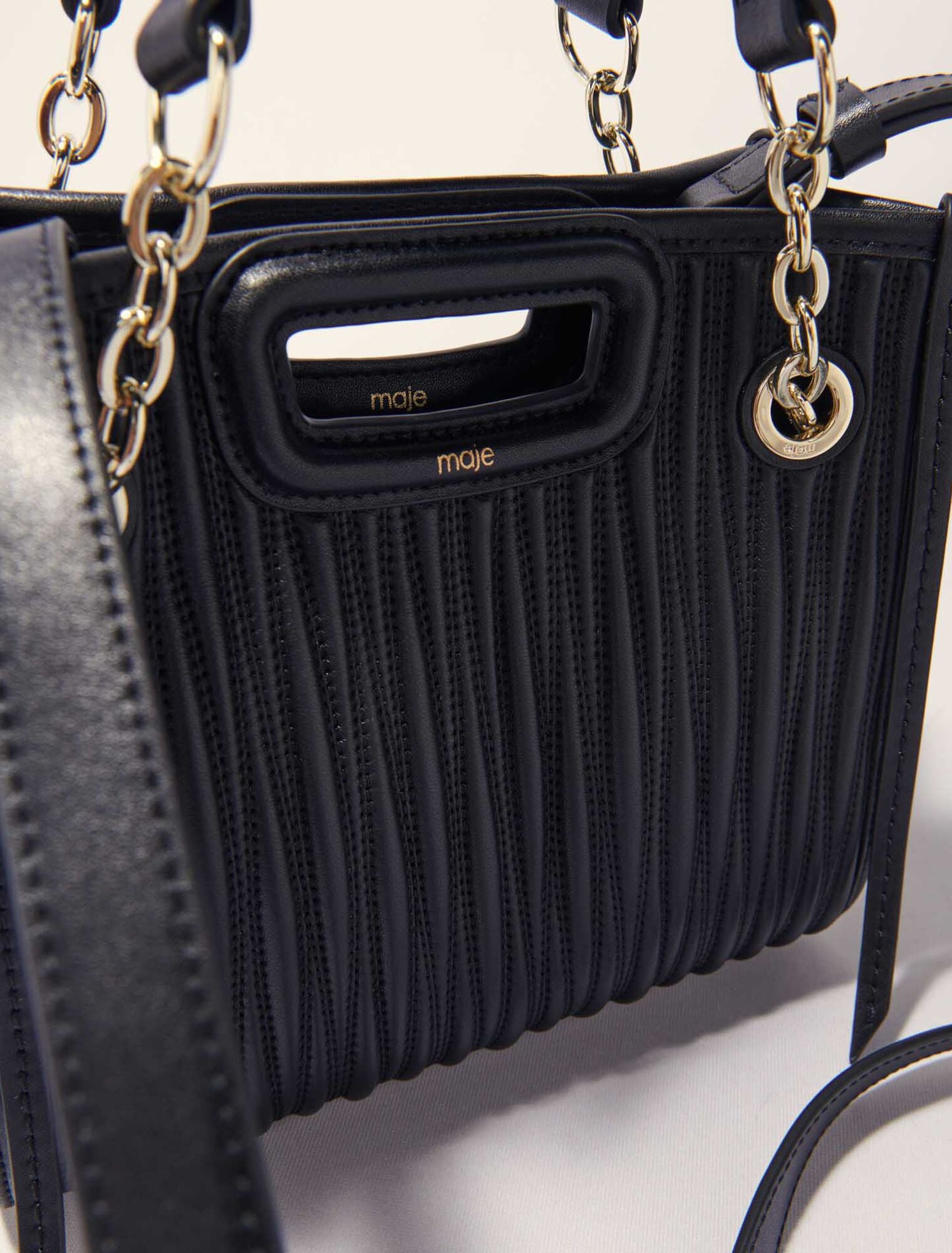 Maje Mini quilted leather tote bag
