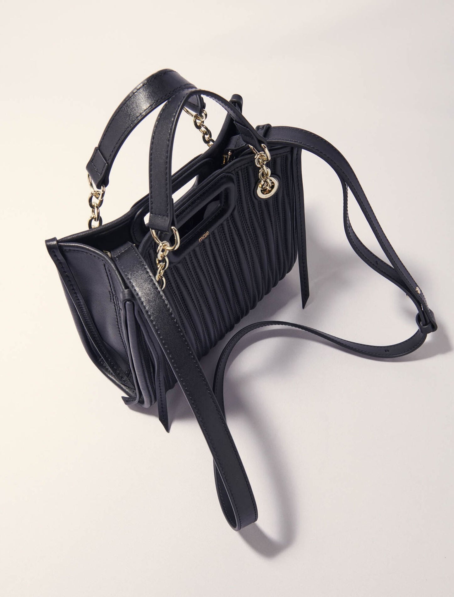 Maje Mini quilted leather tote bag