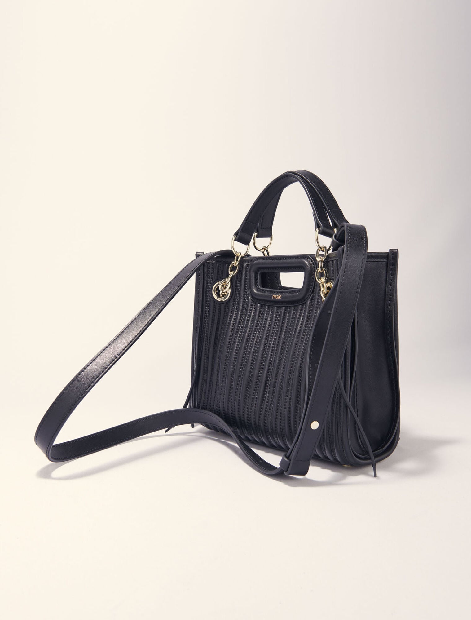 Maje Mini quilted leather tote bag