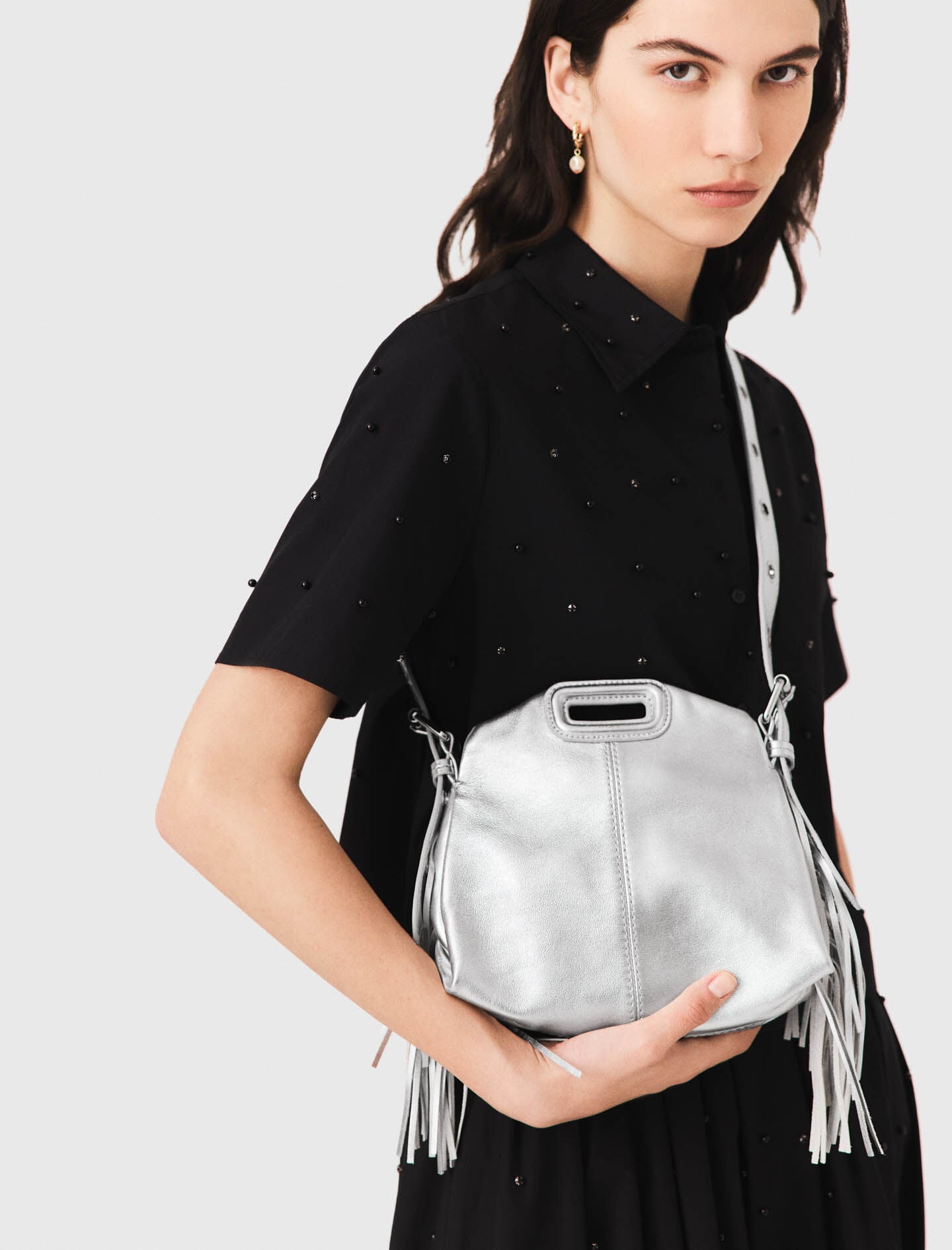Maje Metallic leather Miss M Mini bag