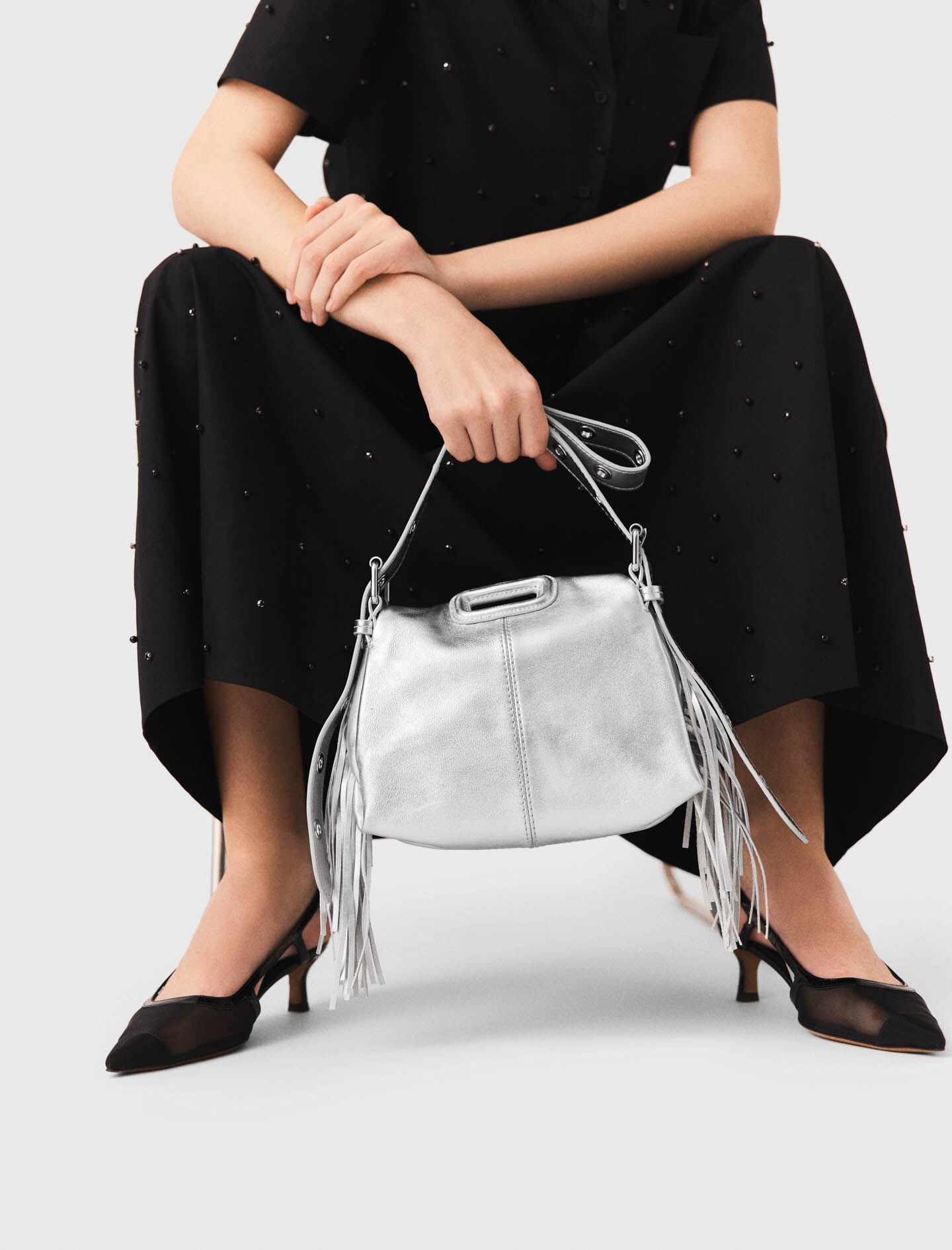 Maje Metallic leather Miss M Mini bag