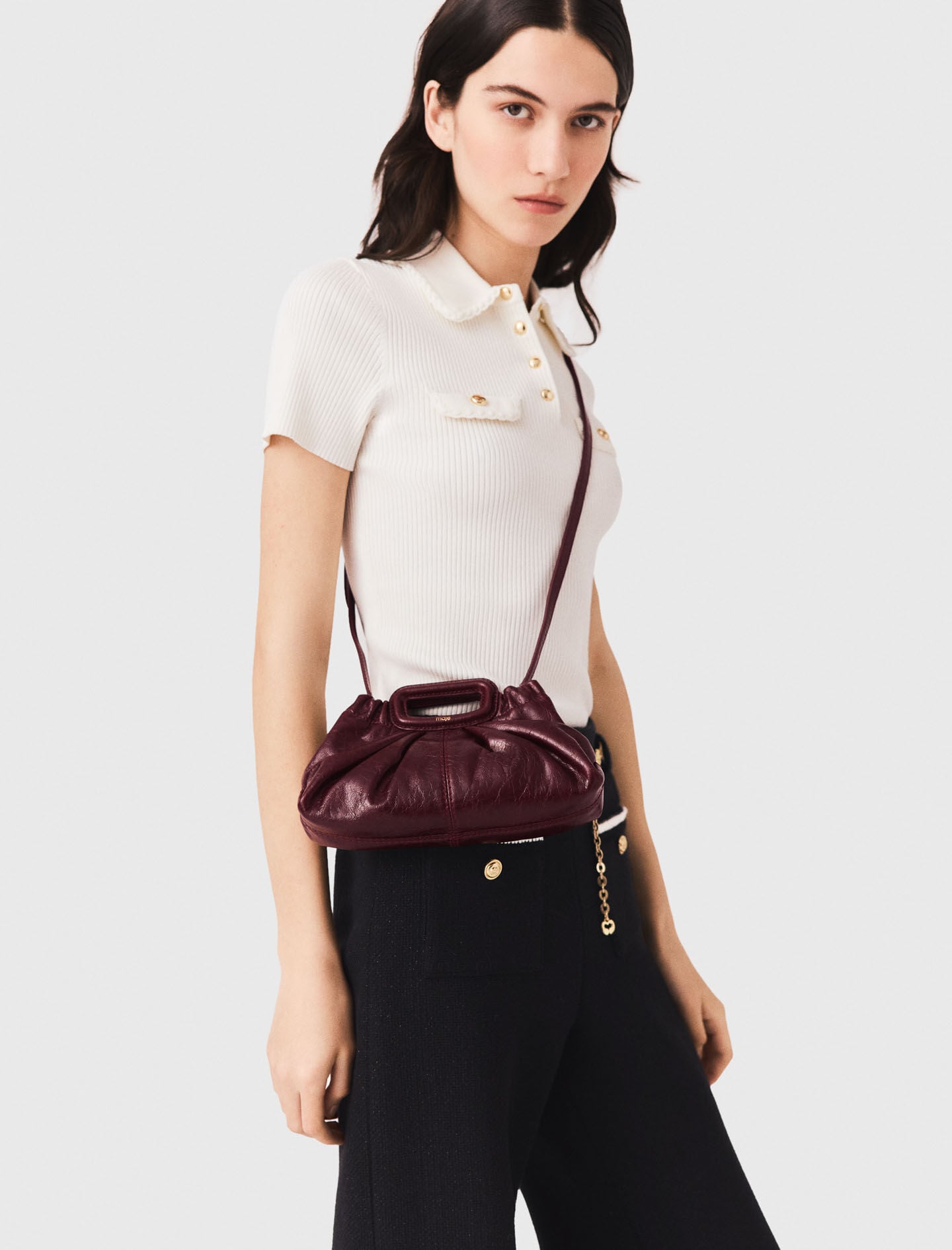Maje Crackled leather Milpli mini Clutch