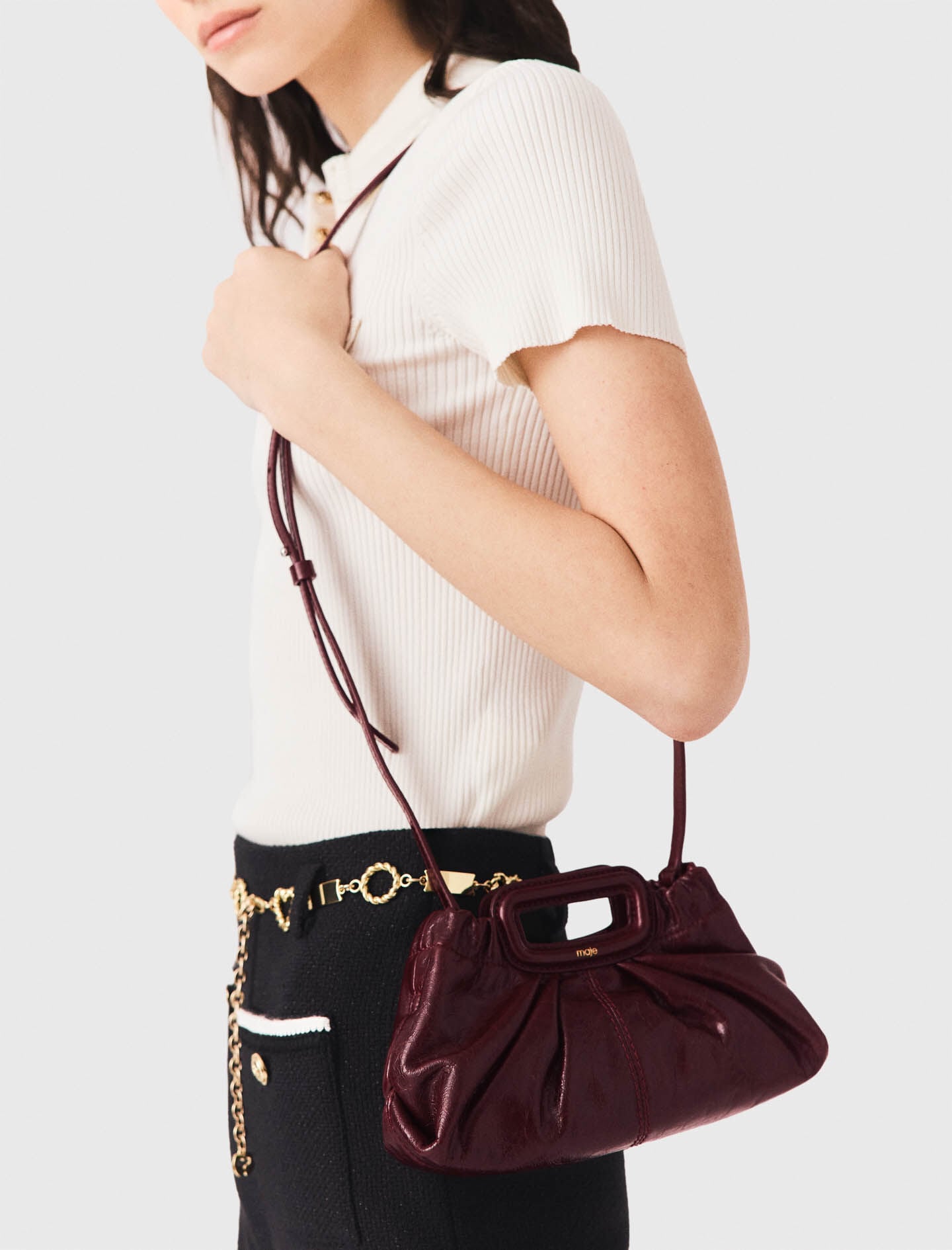 Maje Crackled leather Milpli mini Clutch