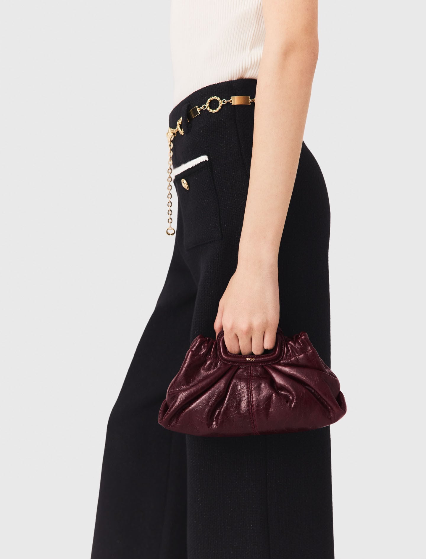 Maje Crackled leather Milpli mini Clutch
