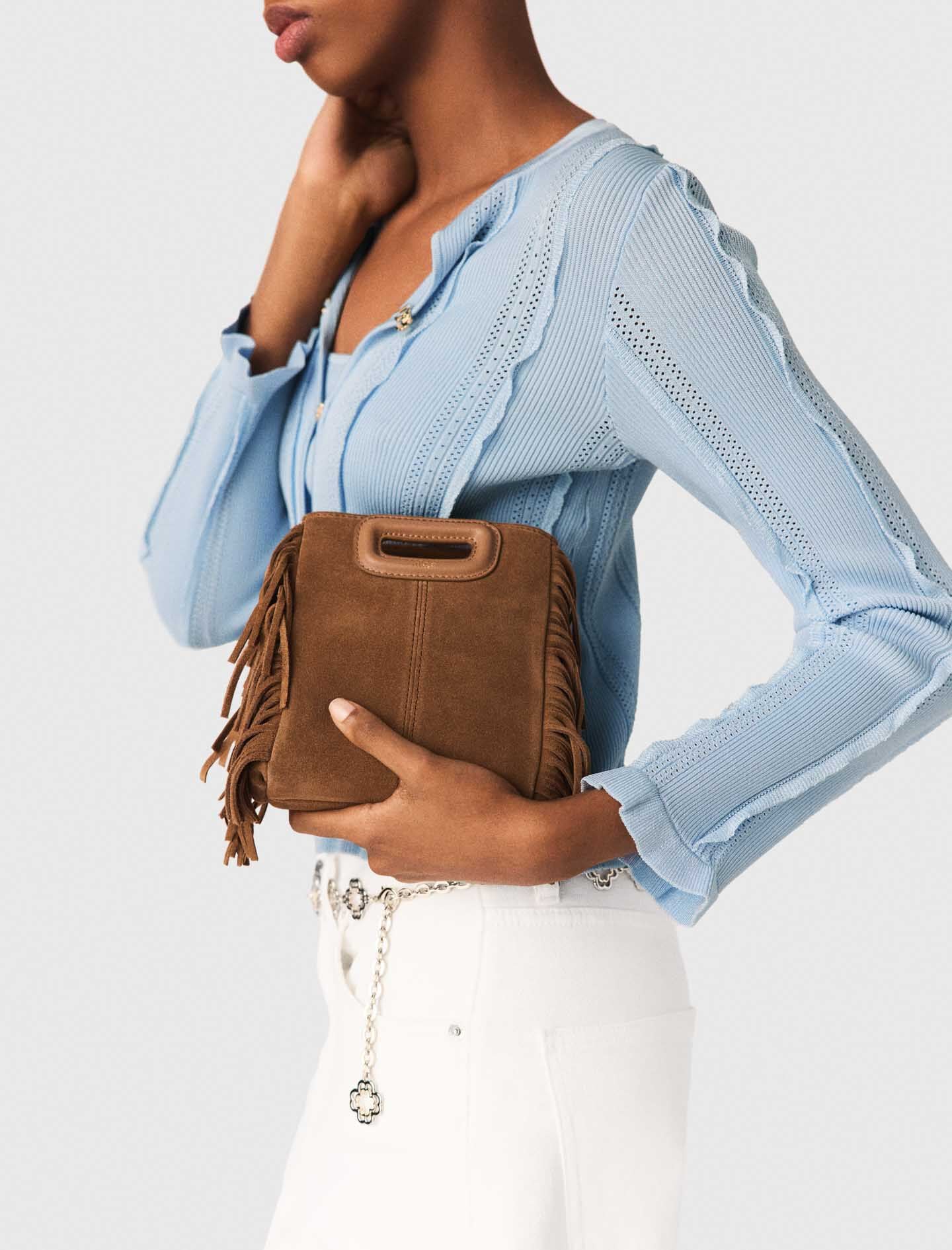 Maje M mini bag in suede leather