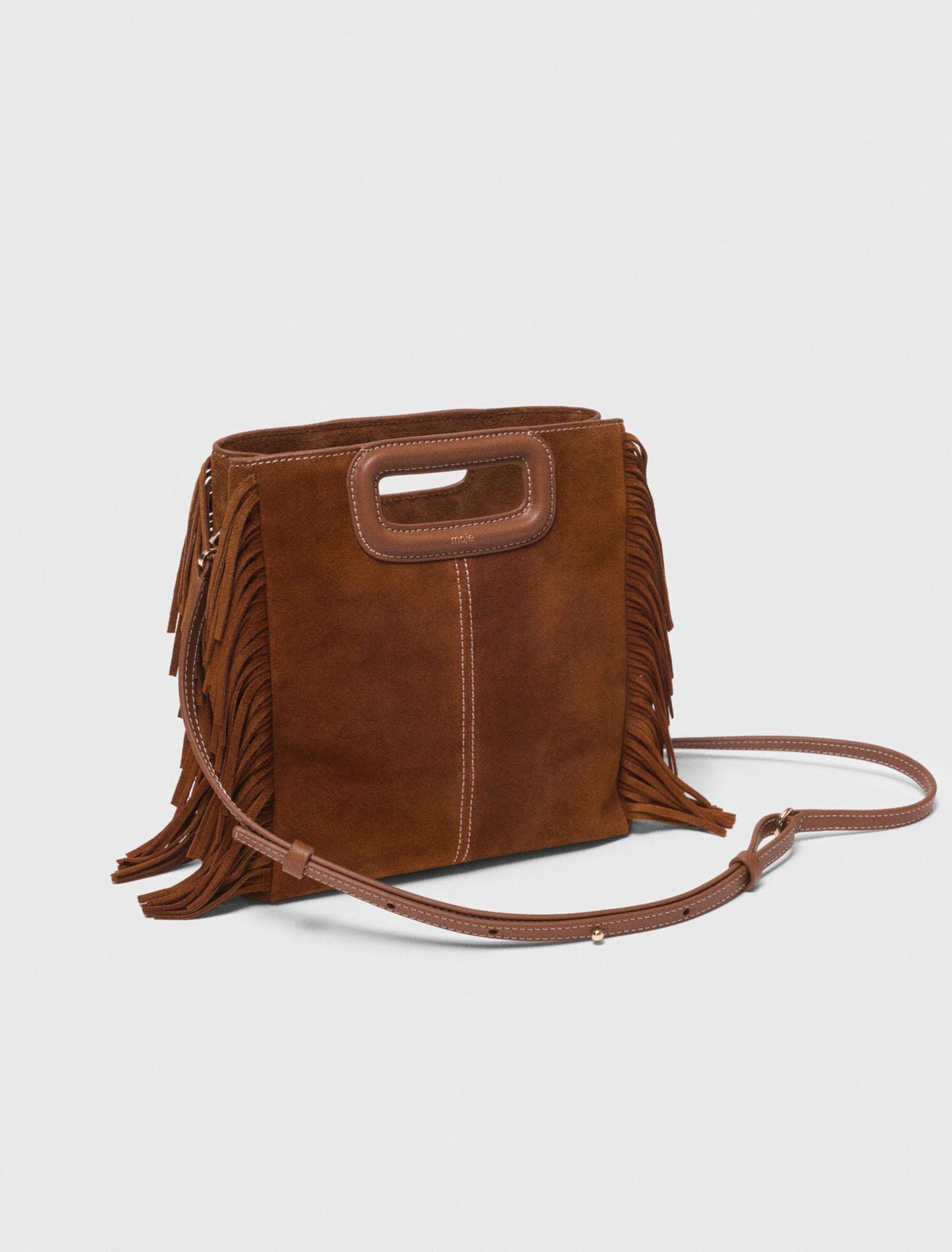 Maje Topstitched suede M bag