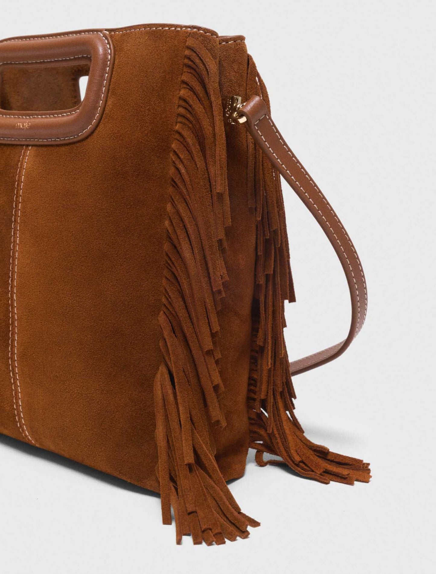 Maje Topstitched suede M bag